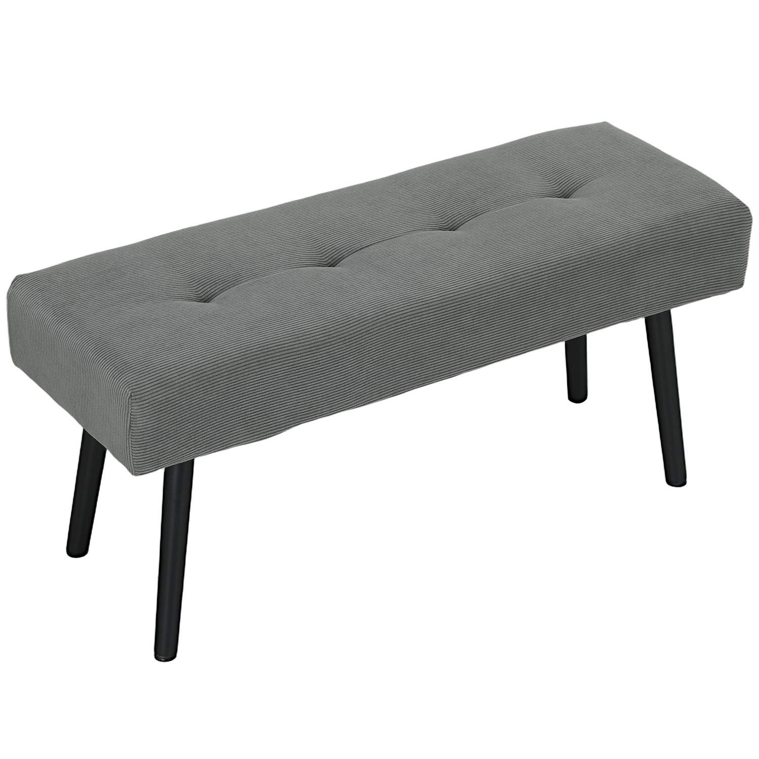 Polstret bænk med fløjlsbetræk, sengebænk med metalben, skobænk 100 x 36 x 45 cm grå