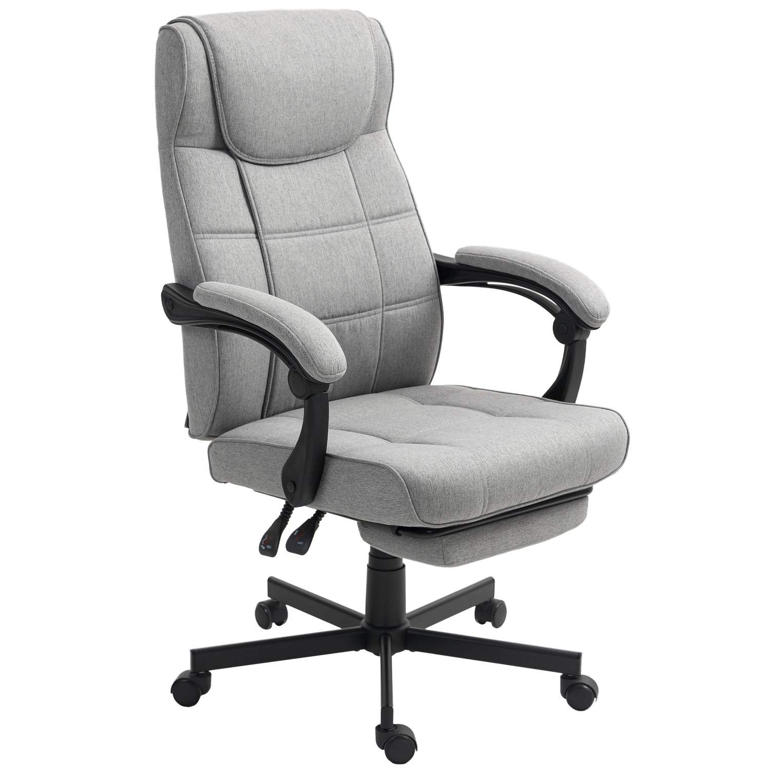 Kontorstol med massagefunktion Ergonomisk chefstol med lænefunktion Fodstøtte Grå
