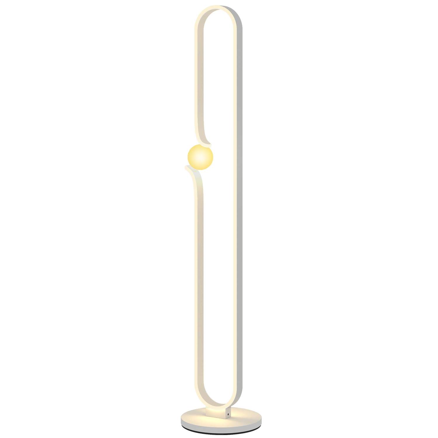LED gulvlampe, nodedesign, glasskærm, metal, plastik, hvid