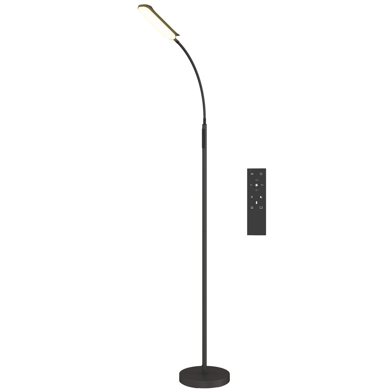 LED gulvlampe, 5 tilstande, hukommelsesfunktion, justerbar lysstyrke, stål, sort