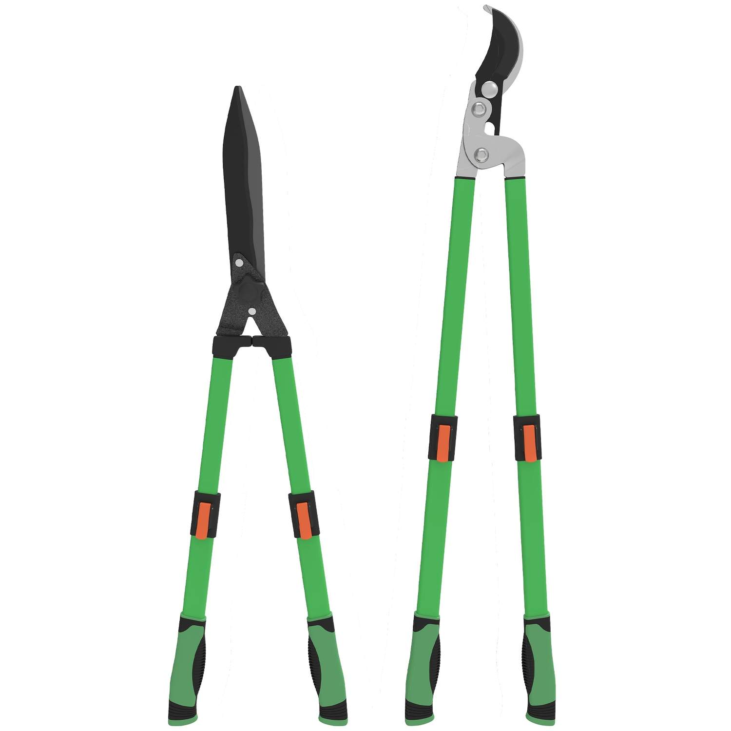 Hækkesakssæt 2-delt havesaks klingelængde 90 cm beskæringssaks med metalklinger, udtrækbart håndtag