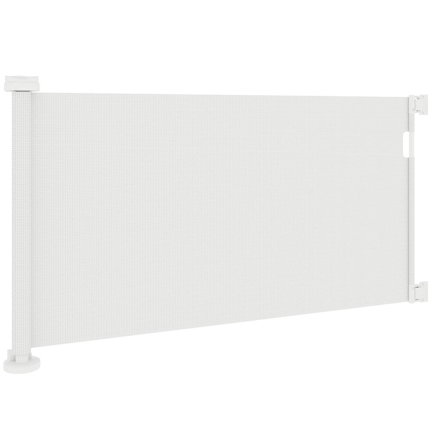 Trappeport udtrækbar 0-136cm 87 cm høj dørlåge til kæledyr 142 x 10 x 87 cm hvid