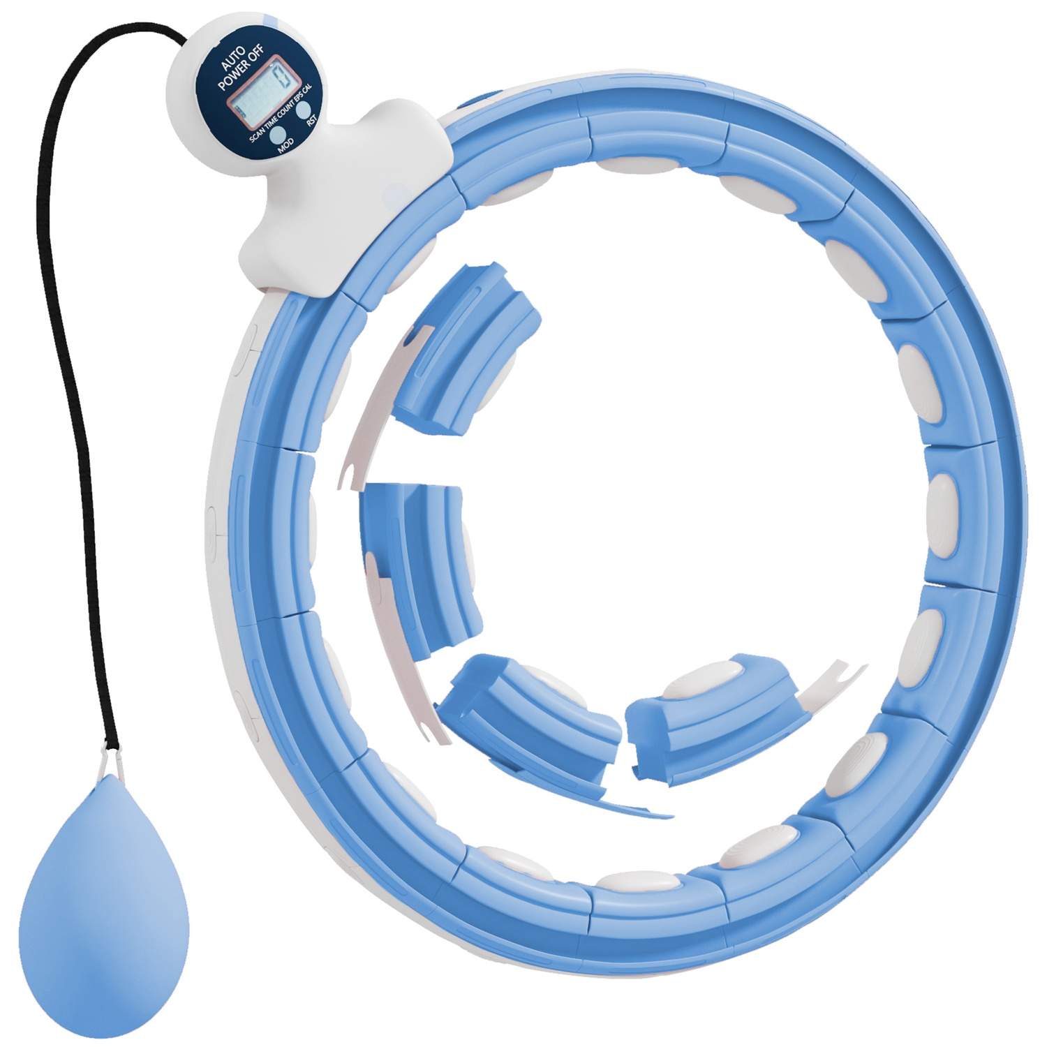 Älykäs hula-vanne aikuisille, painopallomittari 16 solmua (76-113 cm) vaaleansininen
