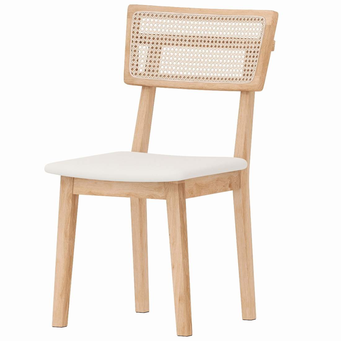 Matstol, ryggstöd i rotting, sits i konstläder, gummiträ, naturträ | Hem & Hobby | Pryloteket