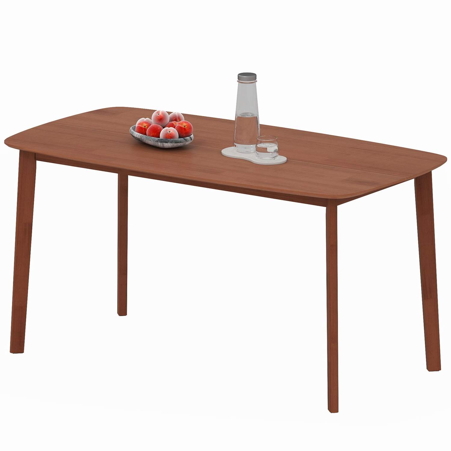 Spisebord, massiv fyrretræ, lakeret overflade, 150 x 80 cm, brun