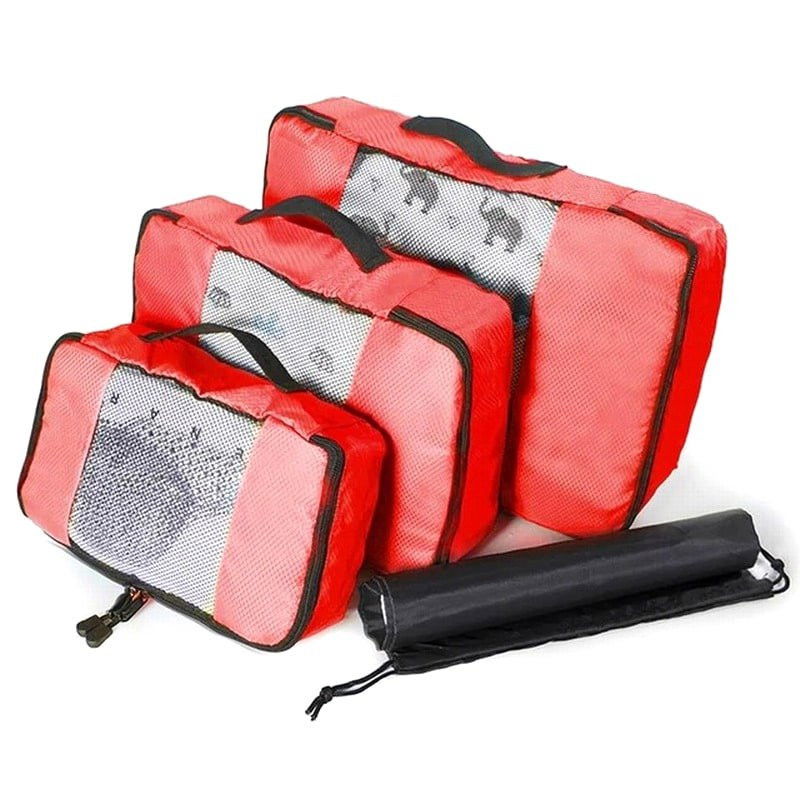 Pakposer i Mesh, 3 stk. - Rød