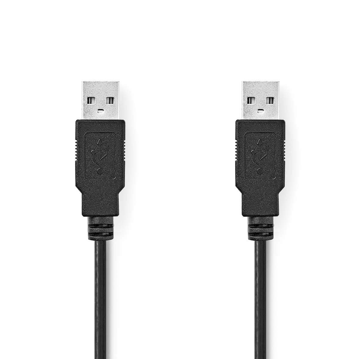 USB-kabel USB 2.0 USB-A Hane USB-A Hane 480 Mbps Nickelplaterad 5.00 m Rund PVC Svart Plastpåse | Hem & Hobby | Pryloteket