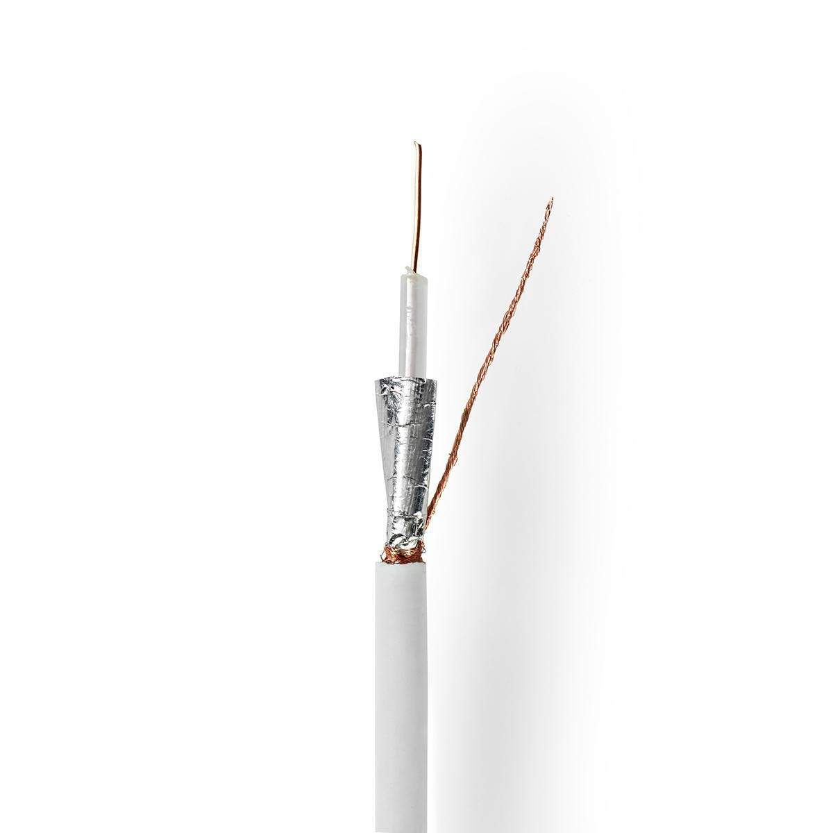 Coax Kabel På Rulle | RG59U | 75 Ohm | Dobbelt afskærmet | ECA | 100.0 m | Coax | PVC | Hvid | Rulle