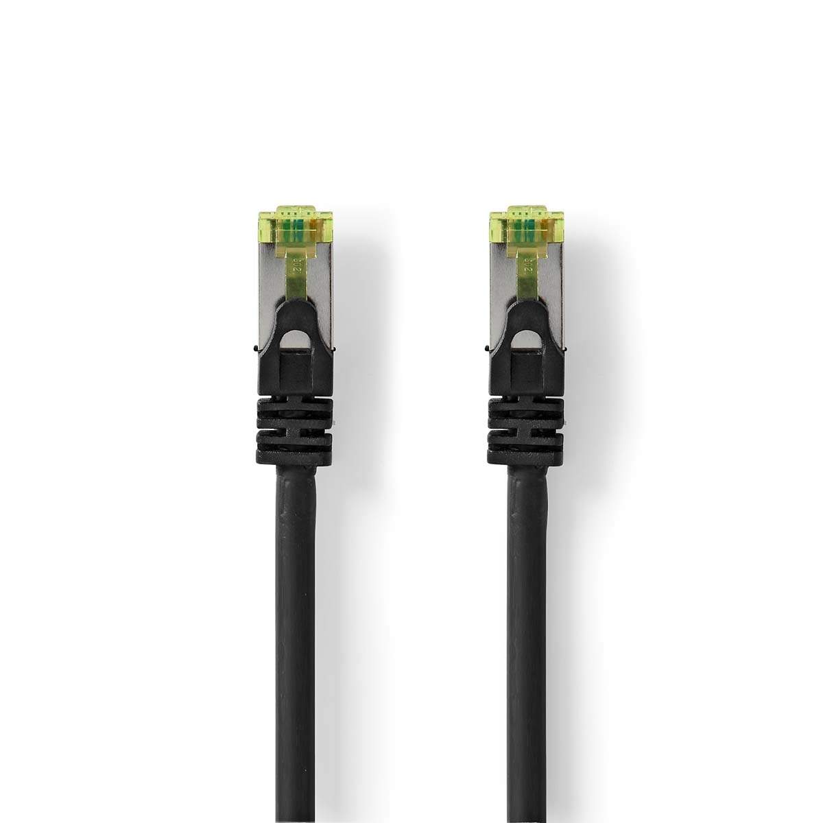 CAT7 verkkokaapeli | S/FTP | RJ45 uros | RJ45 uros | 1.00 m | Snagless | Pyöreä | LSZH | Musta | Label