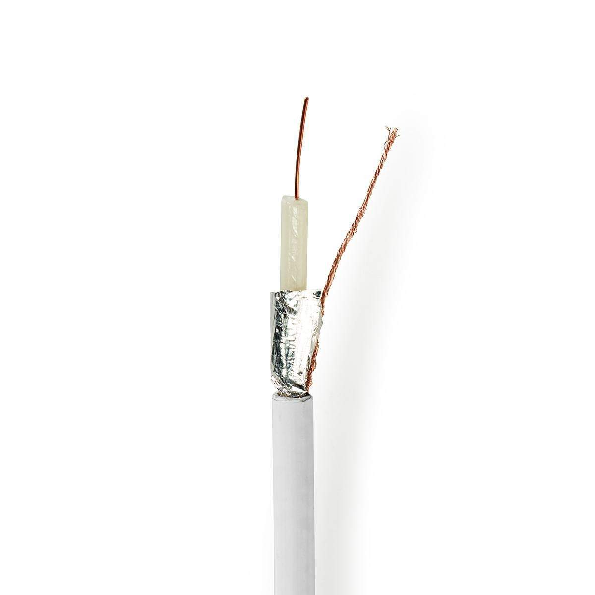 Coax Kabel På Rulle | Coax 12 | 75 Ohm | Dobbelt afskærmet | ECA | 50.0 m | Coax | PVC | Hvid | Gaveæske