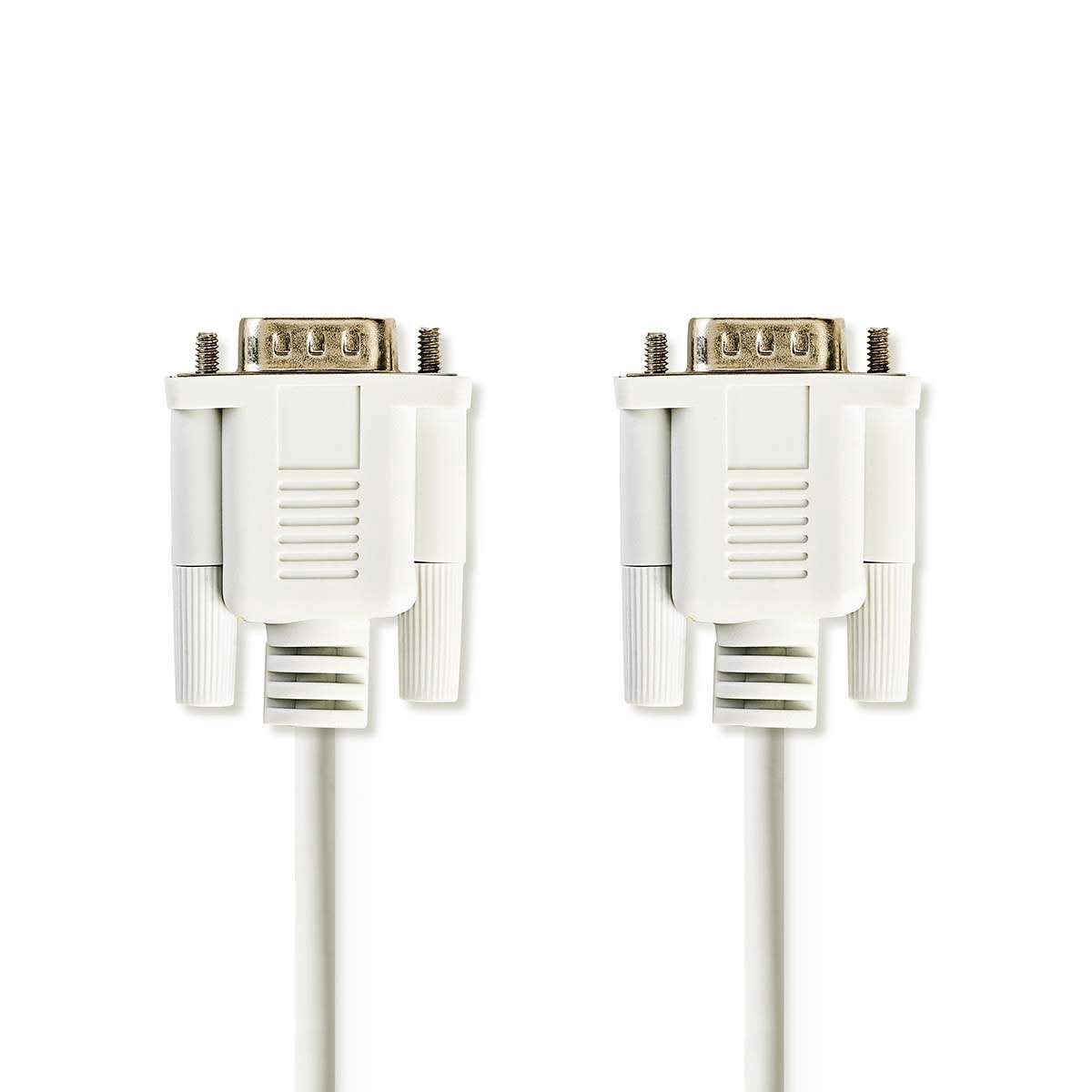 Seriel kabel | D-SUB 9-Pin han | D-SUB 9-Pin han | Nikkelplateret | 2.00 m | Runde | PVC | Elfenben | Label