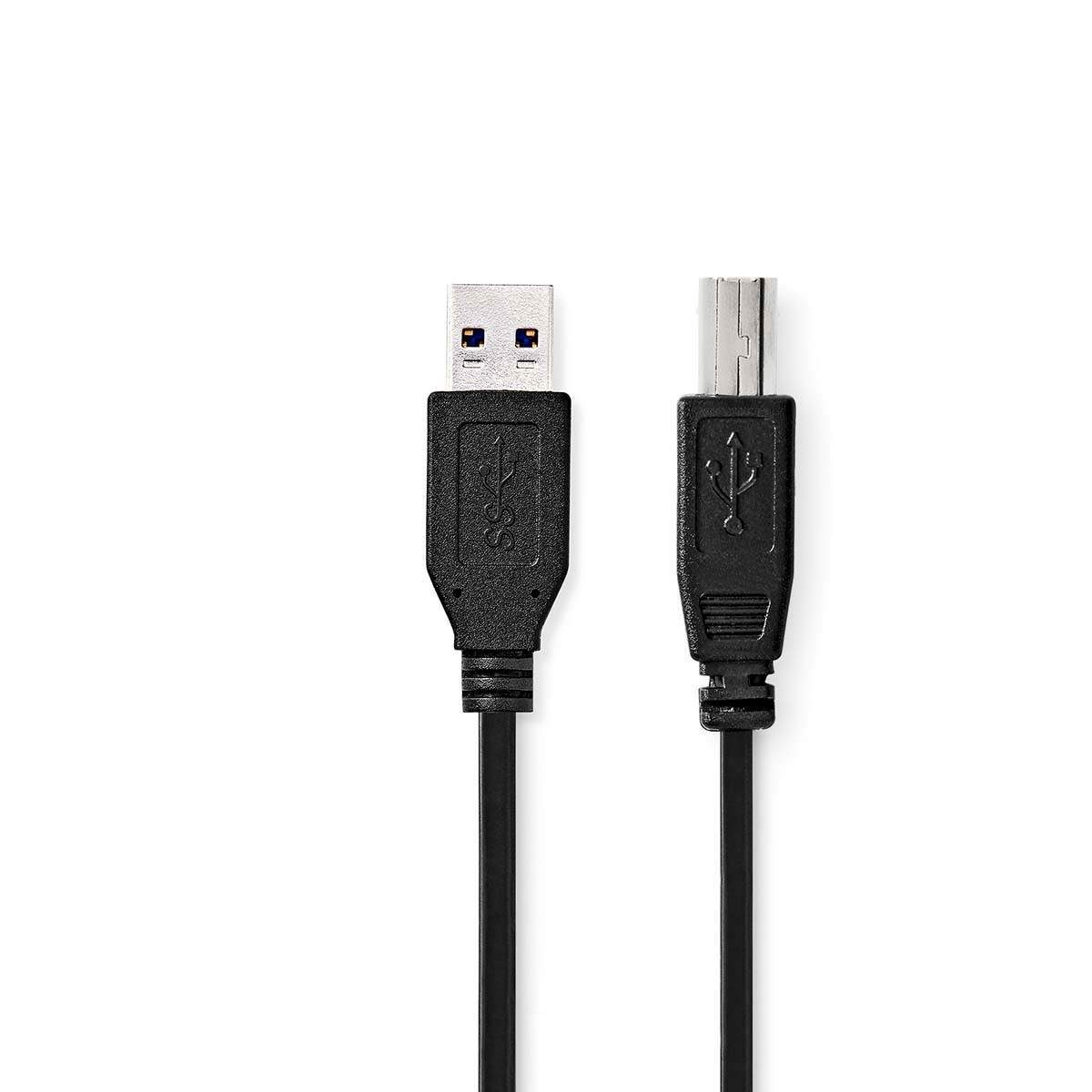 USB kaapeli | USB 3.2 Gen 1 | USB-A Uros | USB-B Uros | 5 Gbps | Niklattu | 2.00 m | Pyöreä | PVC | Musta | Label