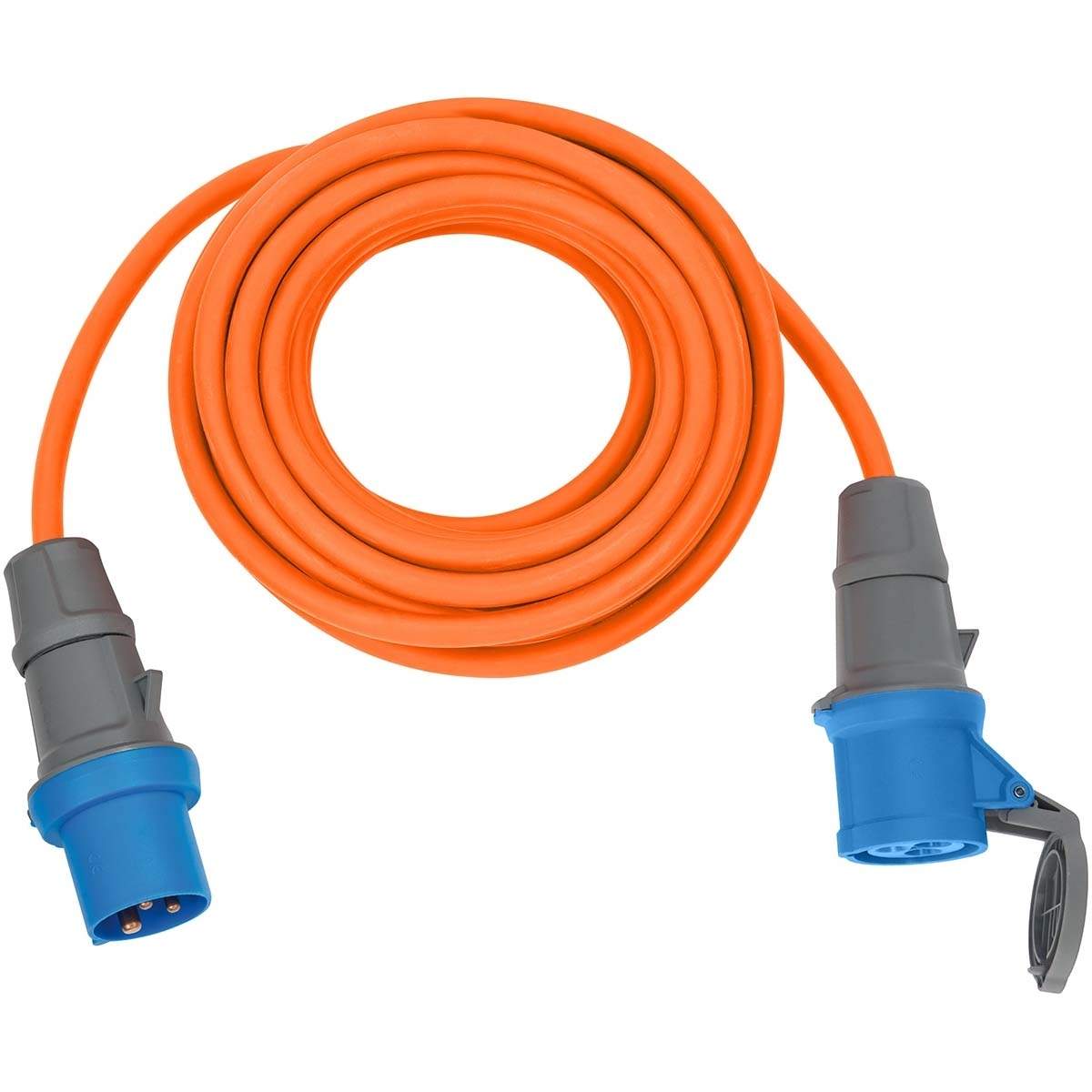 CEE-forlængerkabel 10 m (Camping-forlængerkabel H07RN-F 3G2.5 i orange med CEE-stik og kobling med tætningshætte til permanent u