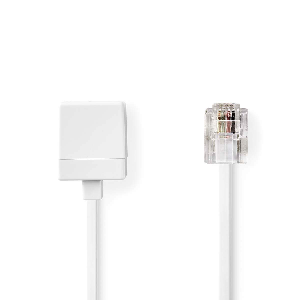 Telecom forlængerkabel | RJ11 Hanstik | RJ11 Hunstik | 5.00 m | Kabeludformning: Fladt | Kabeltype: RJ11 | Hvid