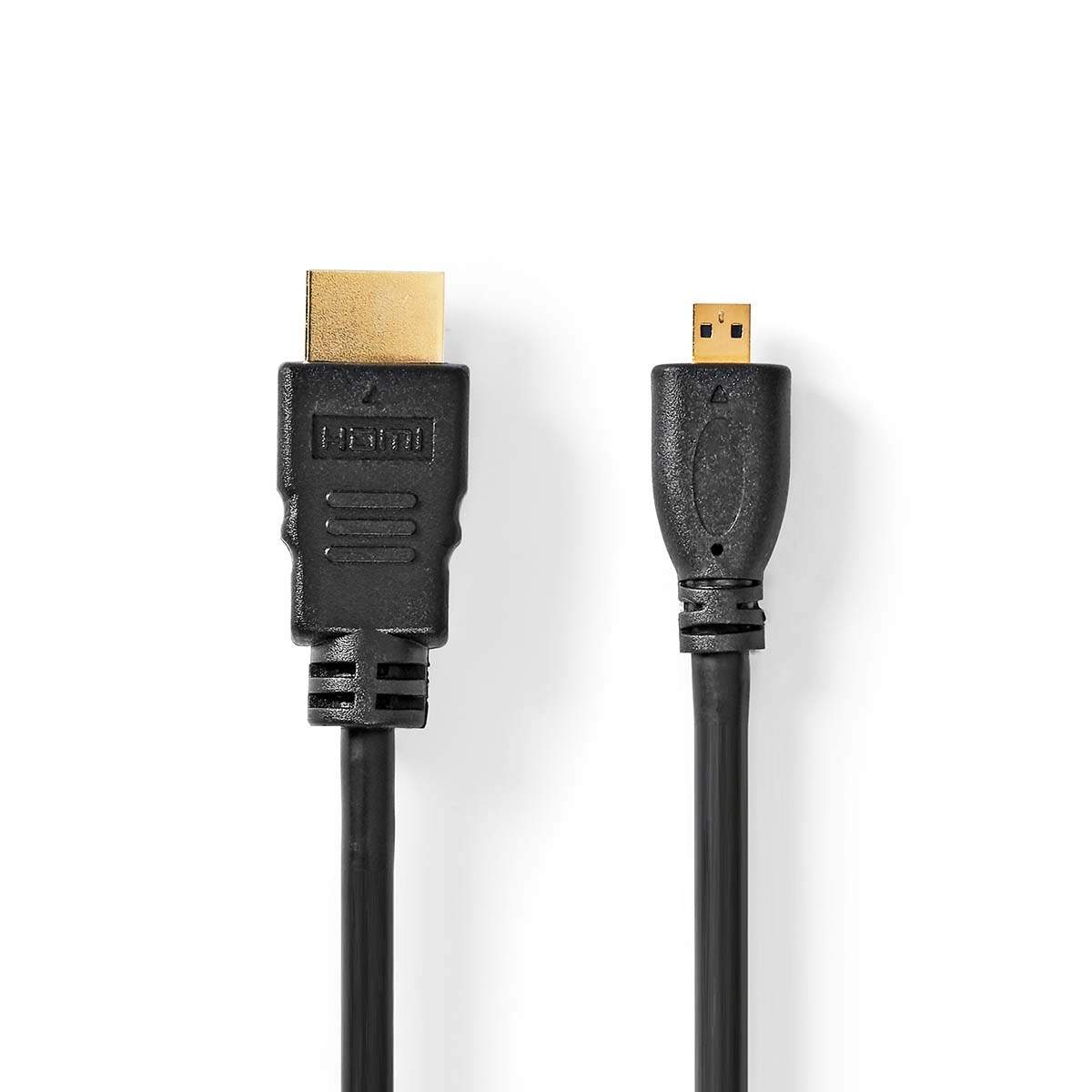 High Speed ​​HDMI ™ Kaapeli Ethernet | HDMI™ liitin | HDMI™ Micro | 4K@30Hz | 10.2 Gbps | 2.00 m | Pyöreä | PVC | Musta | Label