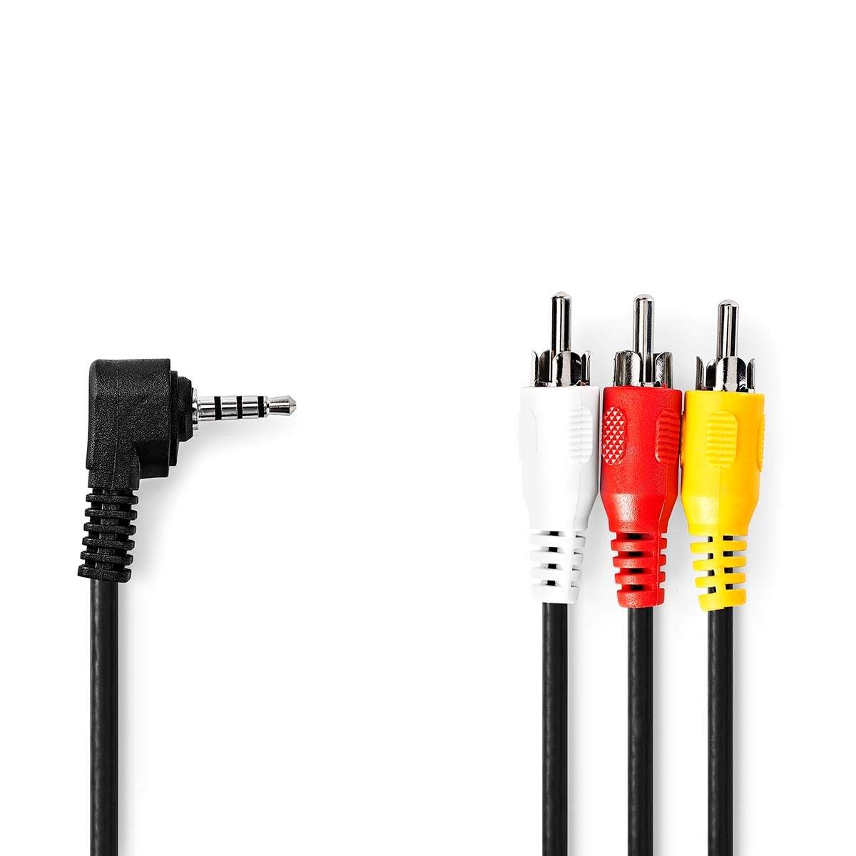 AV-kabel | 3.5 mm Hanstik | 3x RCA Han | Nikkelplateret | 2.00 m | Runde | PVC | Sort