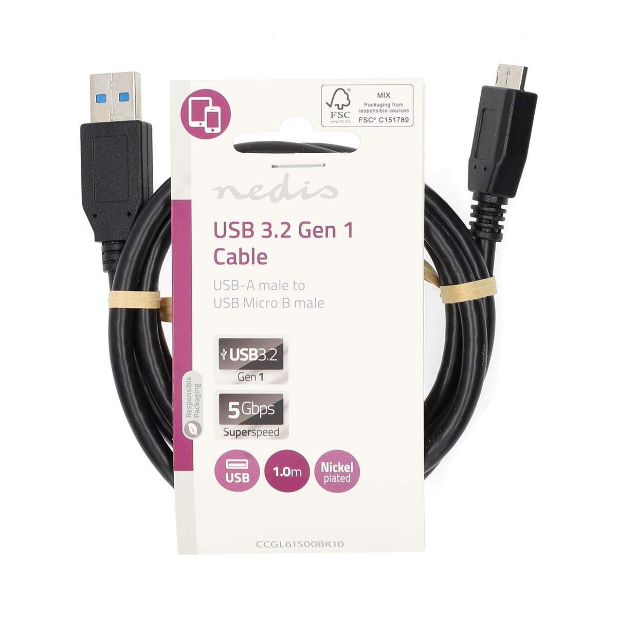 Alternativ bild 1 för Nedis CCGL61500BK10 USB cable