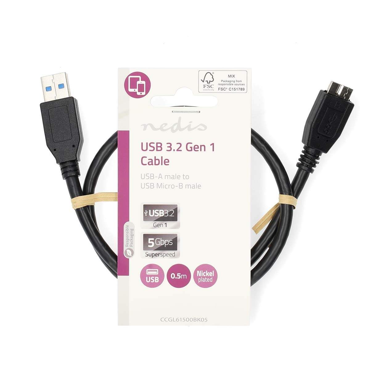 Alternativ bild 1 för Nedis CCGL61500BK05 USB cable