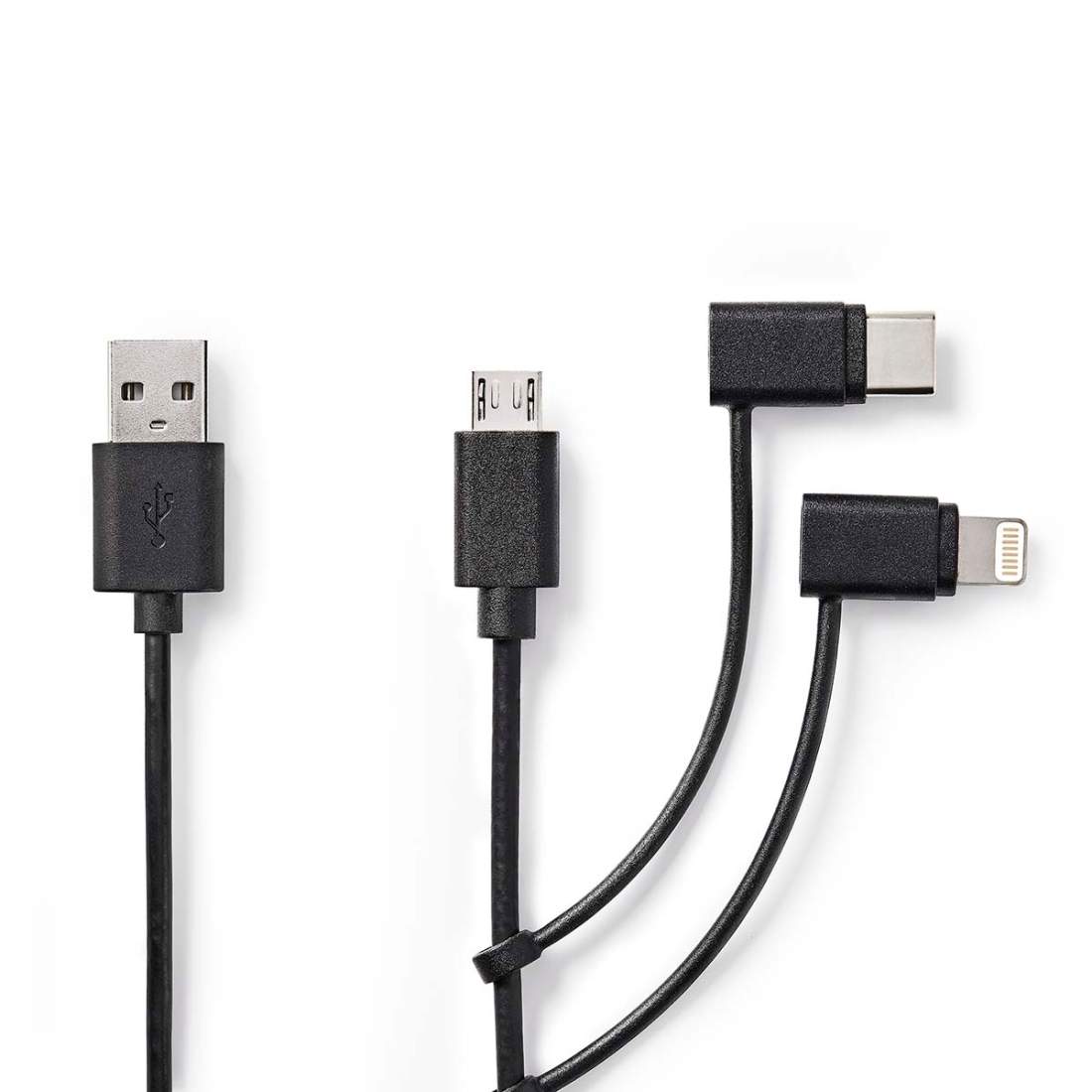 3 i 1 kabel USB 2.0 USB-A Hane Apple Lightning, 8-stifts / USB Micro-B Hane / USB-C™ Hane 480 Mbps 1.00 m Nickelplat | Elektronik - Kablar & Adaptrar - Adaptrar & Signalomvandlare - Lightning | Pryloteket