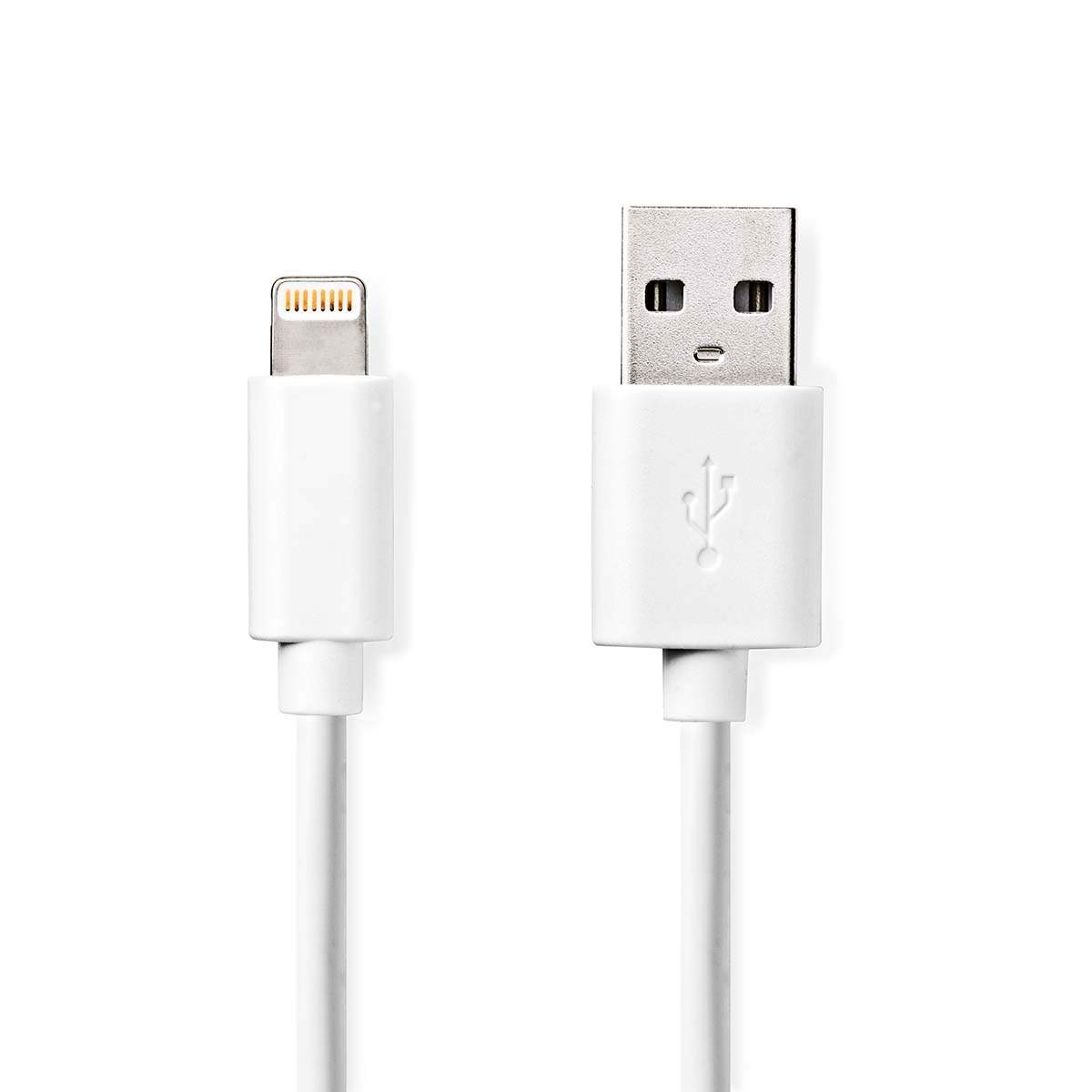 Nedis Lightning Kabel | USB 2.0 | Apple Lightning 8-pin | USB-A Han | 480 Mbps | Nikkelplateret | 1.00 m | Runde | PVC | Hvid | Label