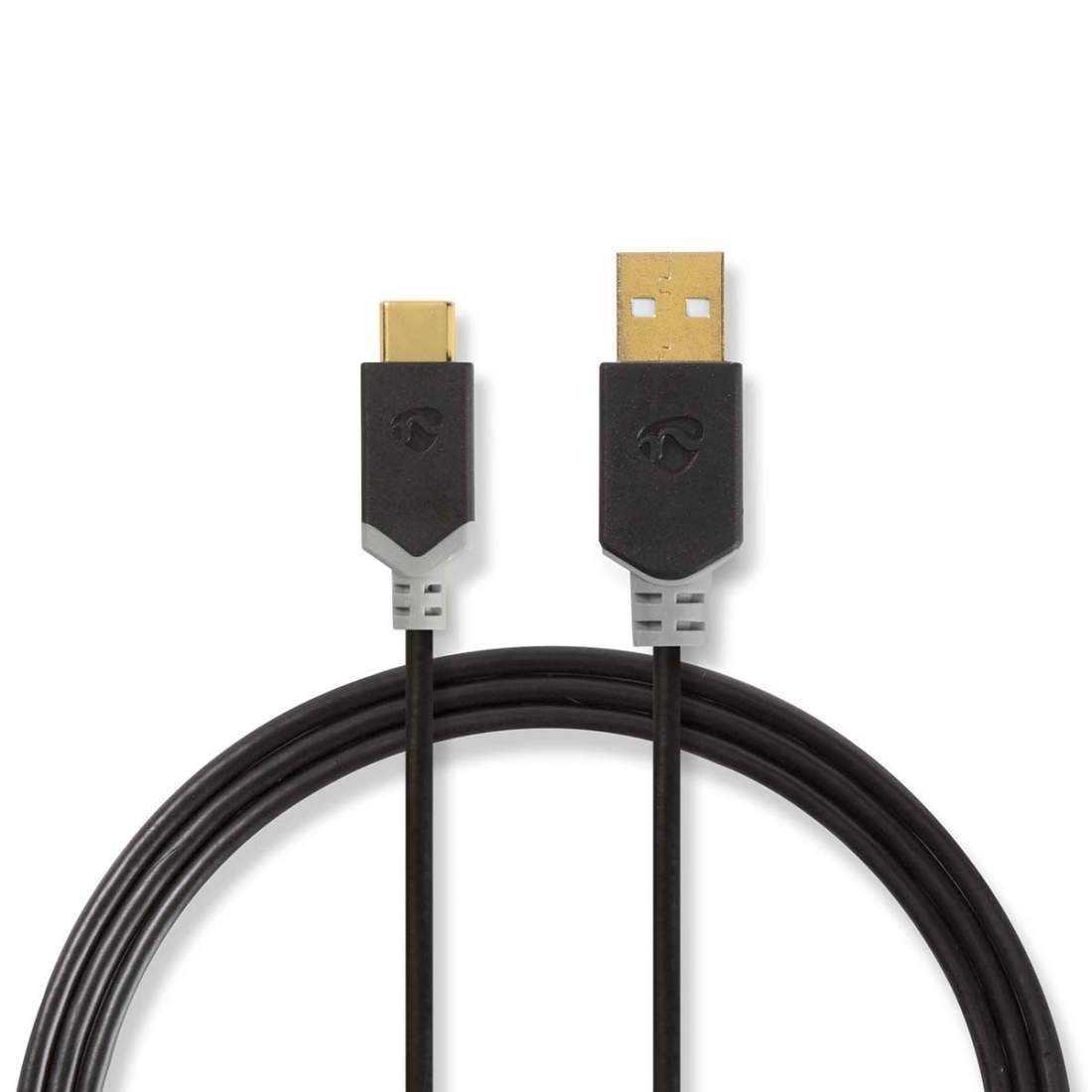 USB-kabel USB 2.0 USB-A Hane USB-C™ Hane 60 W 480 Mbps Guldplaterad 3.00 m Rund PVC Antracit Låda | Elektronik - Kablar & Adaptrar - Adaptrar & Signalomvandlare - USB | Pryloteket