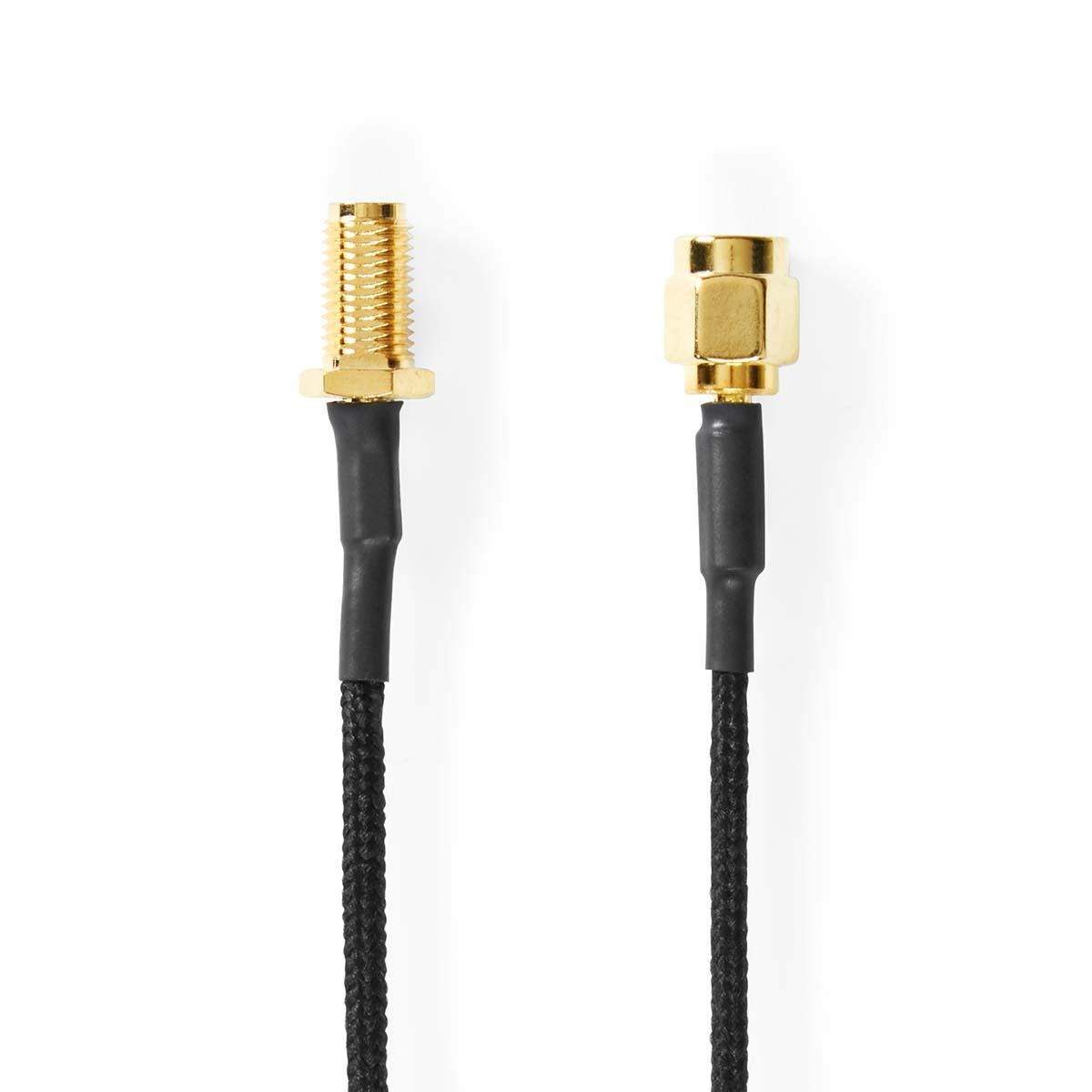 Antennekabel | SMA Hun | SMA Han | Guldplateret | 50 Ohm | Enkelt afskærmet | 0.50 m | Runde | Flettet | Sort | Plastikpose