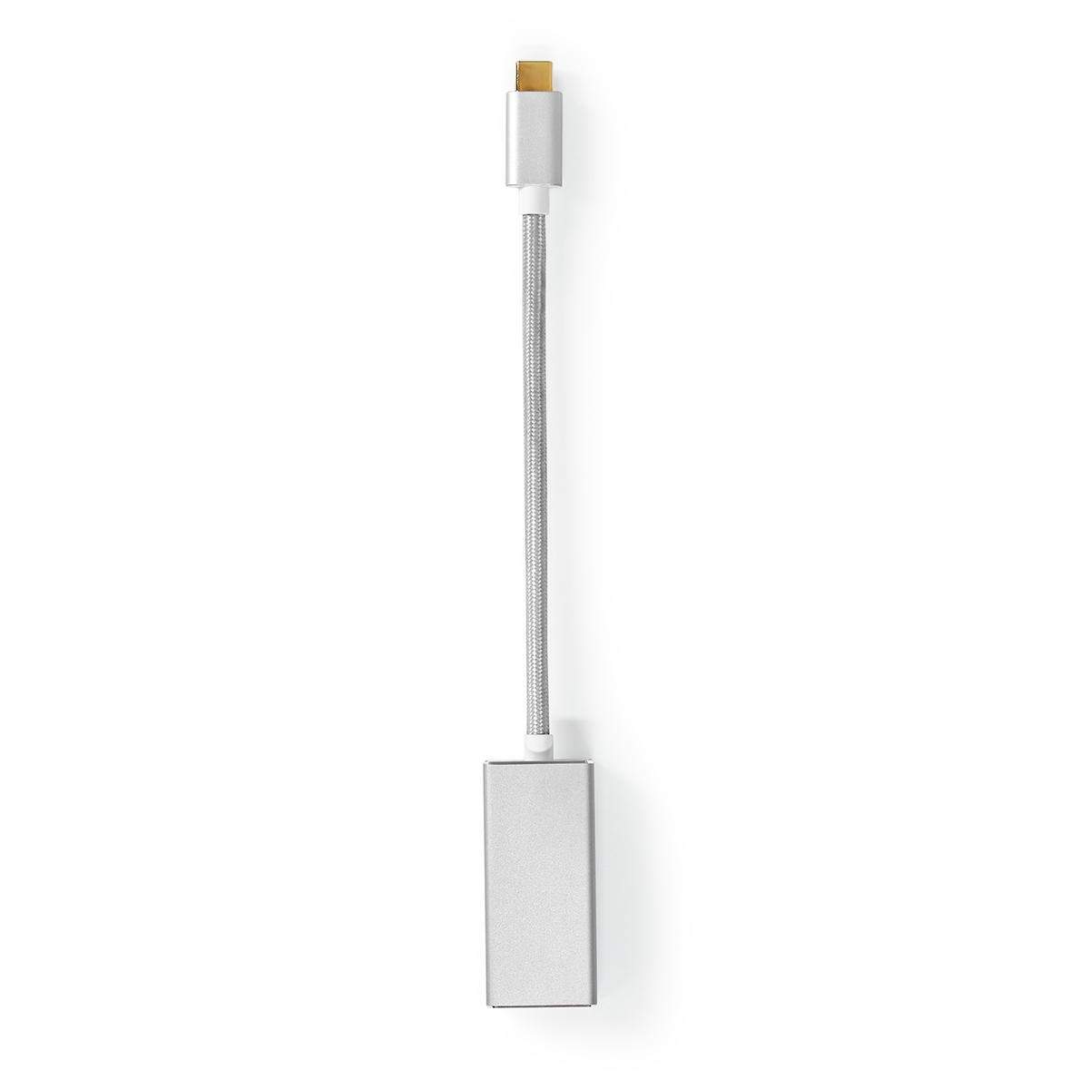 USB-C™ Adapter | USB 3.2 Gen 1 | USB-C™ Han | DisplayPort Hun | 0.20 m | Runde | Guldplateret | Flettet / Nylon | Sølv | Cover W billede