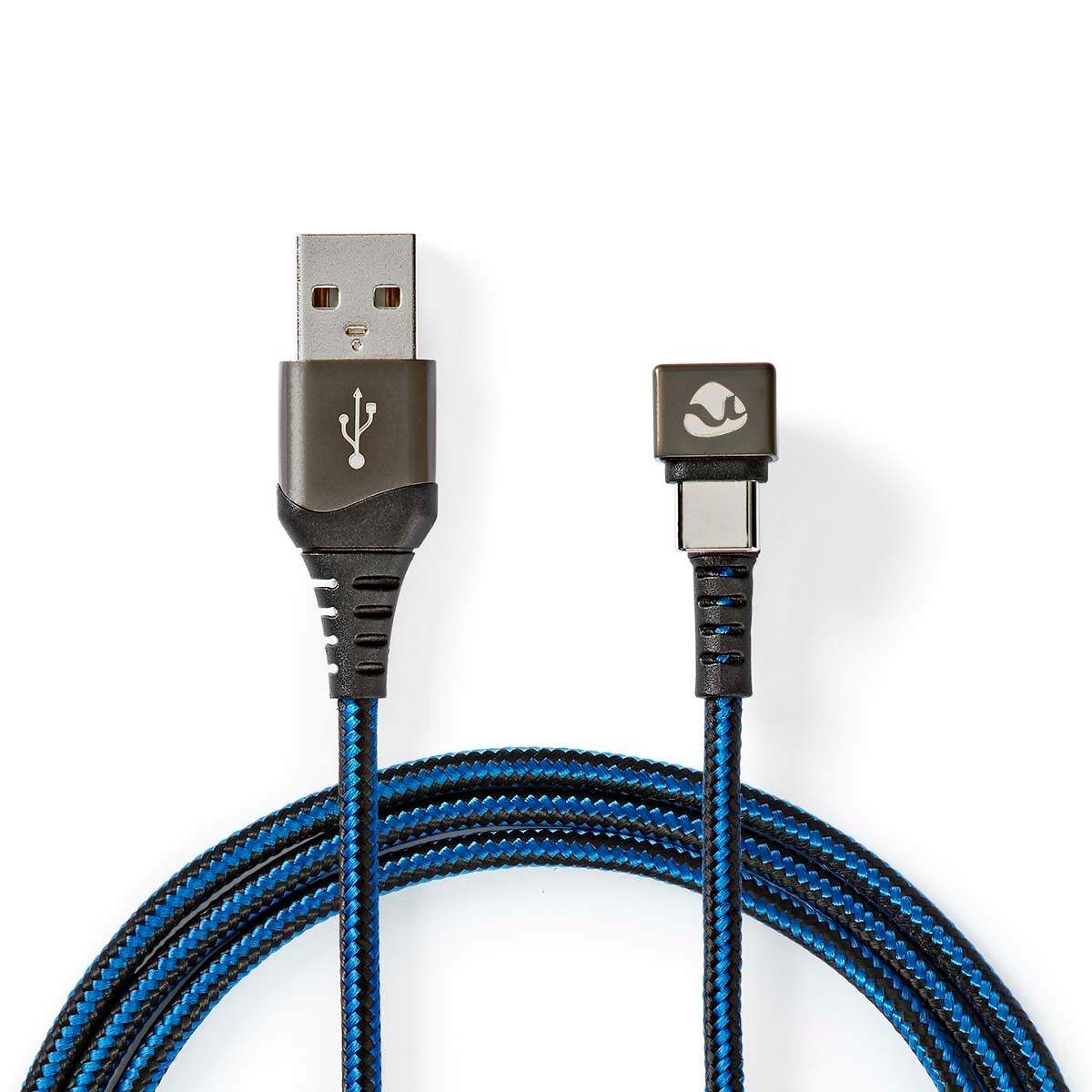 Nedis USB-kabel | USB 2.0 | USB-A Han | USB-C™ Han | 480 Mbps | Guldplateret | 1.00 m | Runde | Flettet / Nylon | Blå / Sort | Cover Window Box