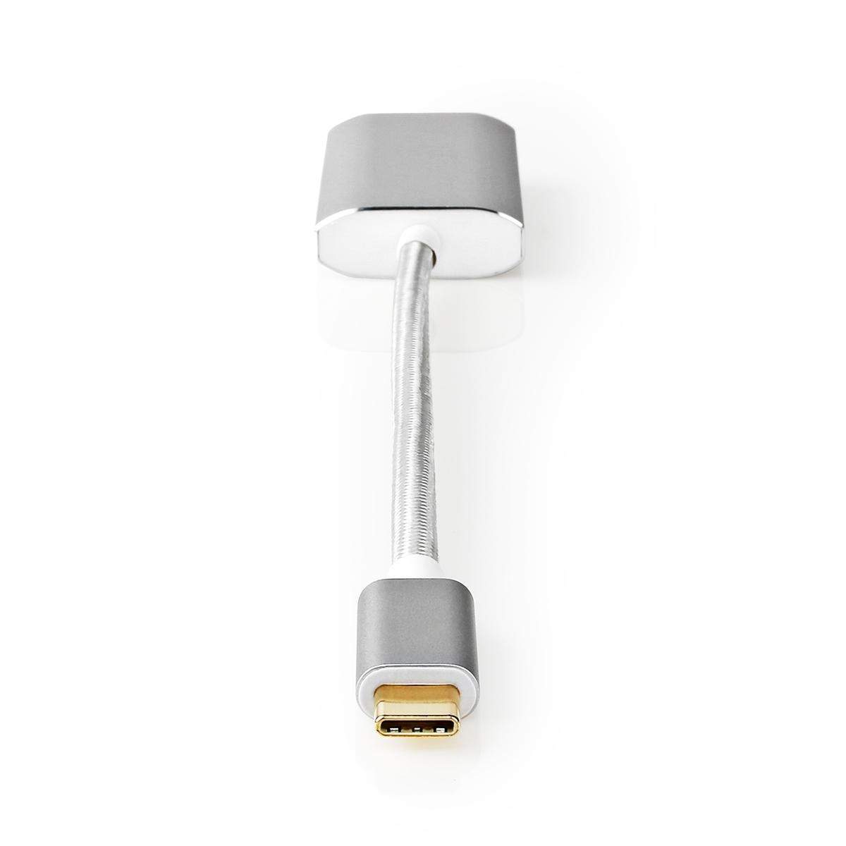 Alternativ bild 1 för Nedis Fabritallic - USB-/DisplayPort-adapter - 24 pin USB-C (hane) till DisplayPort, 24 pin USB-C (hona) - USB 3.2 Gen 1 - 20 cm - formpressad, rund, stöd för 1080p, Strömförsörjningsstöd, 4K60Hz stöd - silver