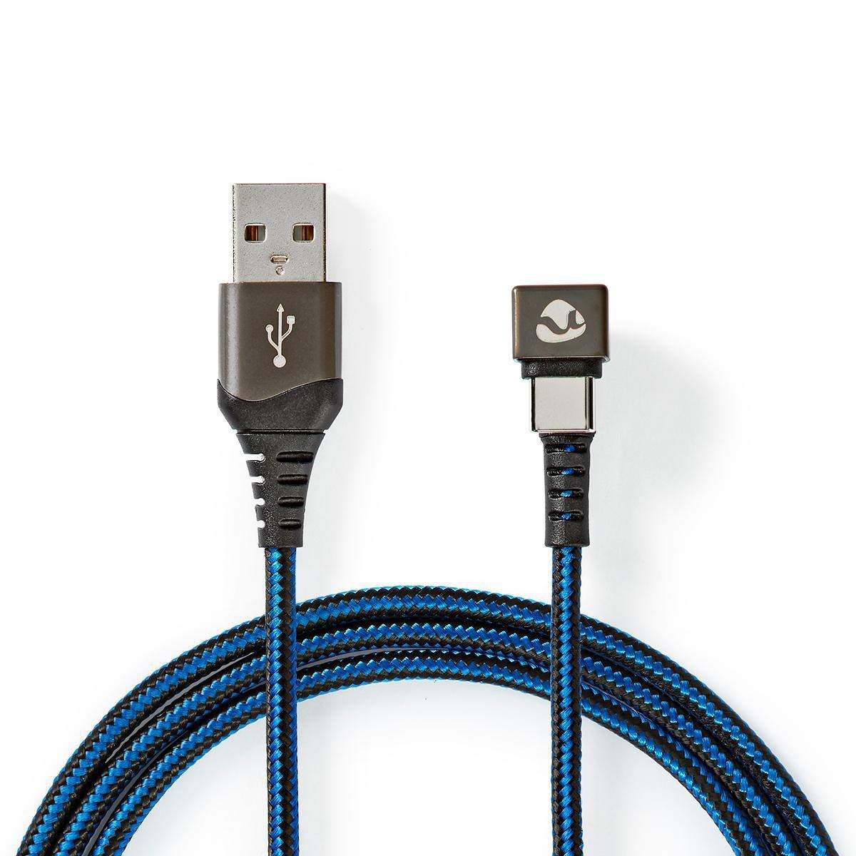 USB-kabel USB 2.0 USB-A Hane USB-C™ Hane 480 Mbps Guldplaterad 2.00 m Rund Flätad / Nylon Blå / Svart Karton | Elektronik - Kablar & Adaptrar - Adaptrar & Signalomvandlare - USB | Pryloteket