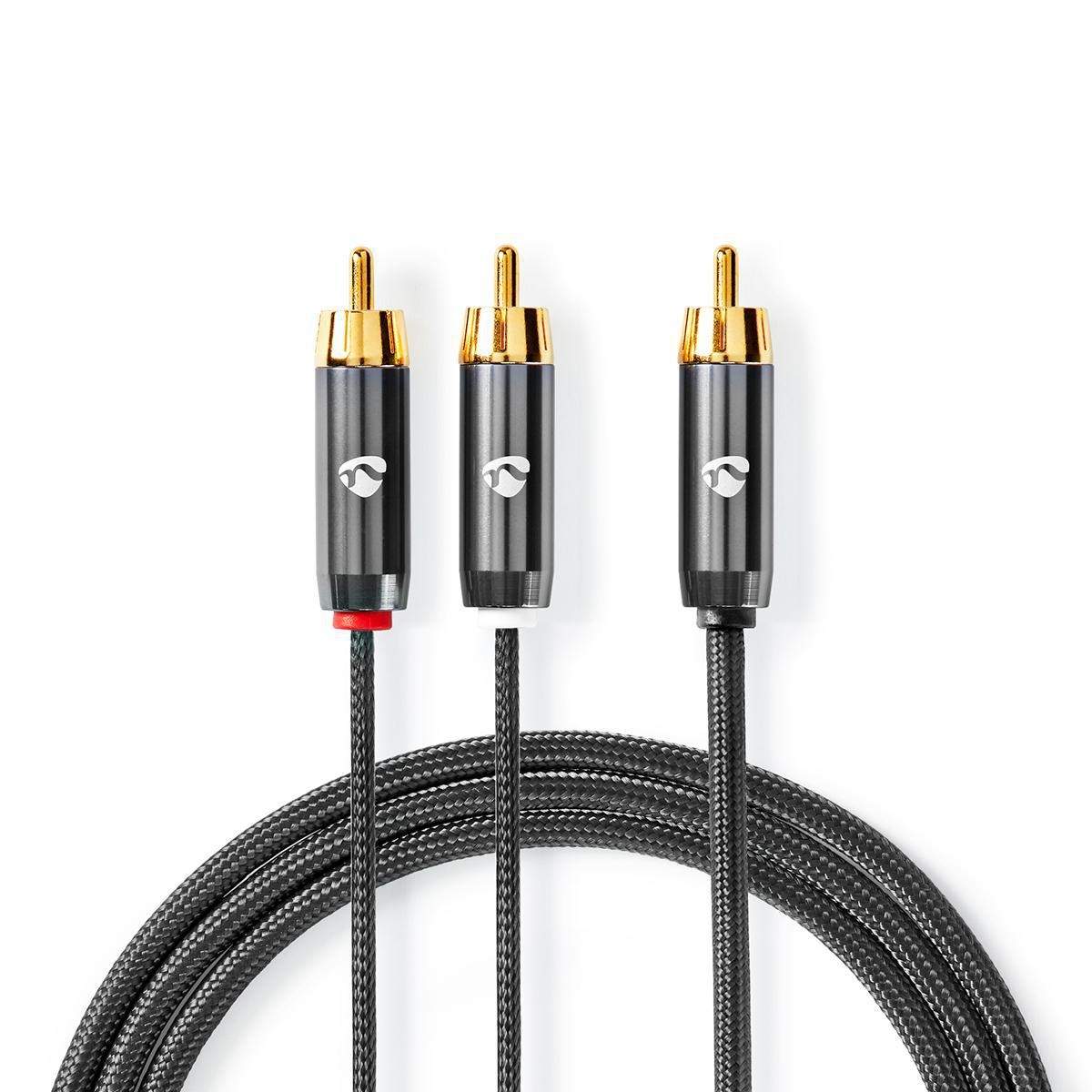 subwoofer Kabel RCA Hane 2x RCA Hane Guldplaterad 3.00 m Rund 4.5 mm Grå / Grått Med Metall Kartong med täckt fö | Elektronik - Kablar & Adaptrar - Kablar | Pryloteket