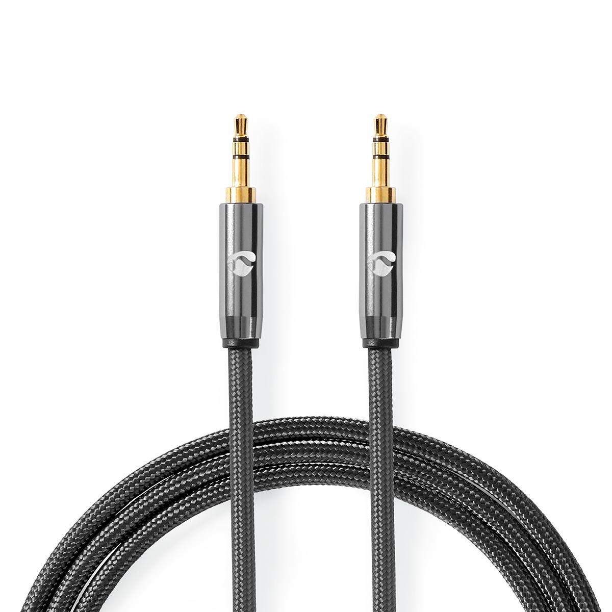 Stereo Audio kabel | 3.5 mm Hanstik | 3.5 mm Hanstik | Guldplateret | 1.00 m | Runde | Antracit / Gun Metal Grå | Cover Window B