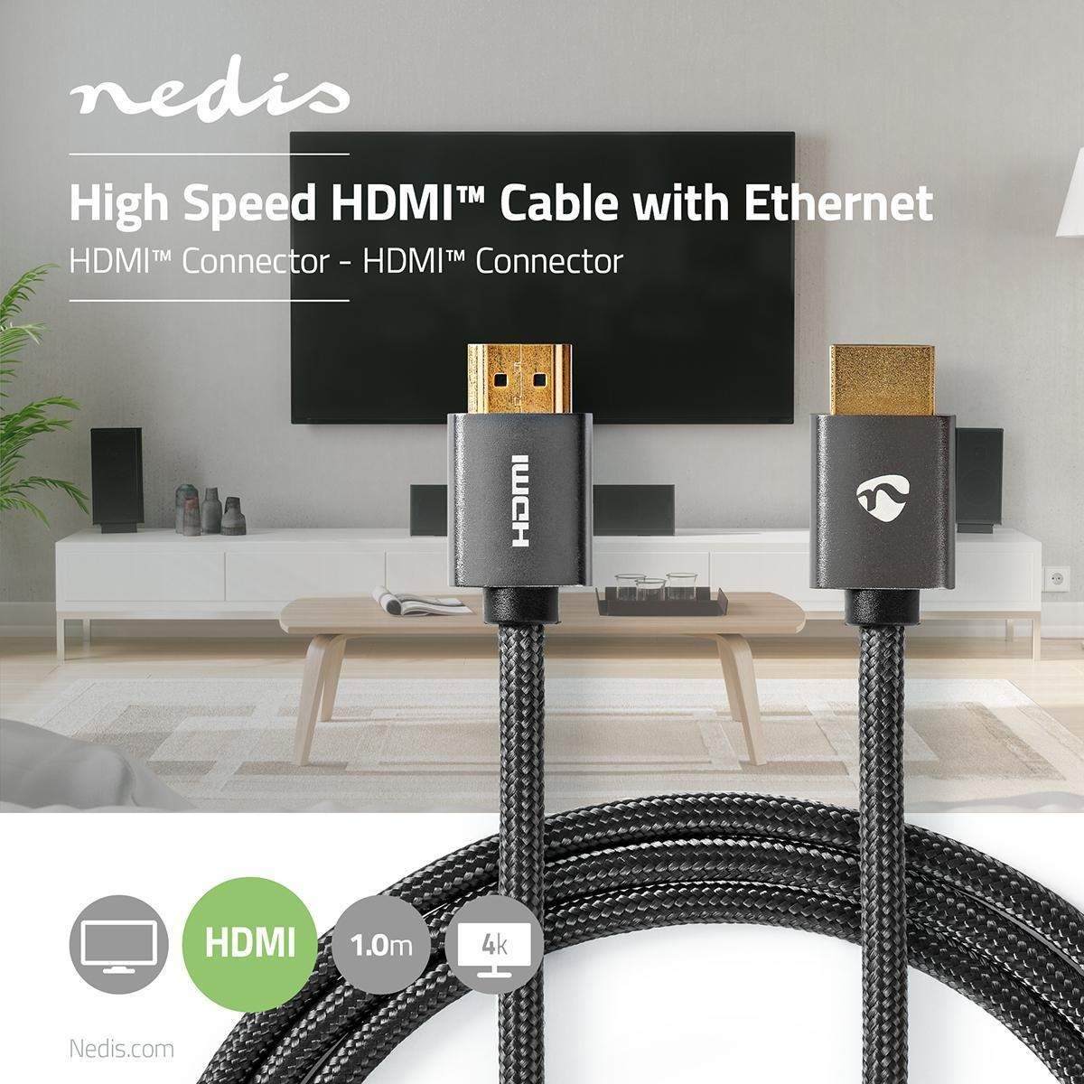 Alternativ bild 1 för Nedis HDMI cable with Ethernet - 1 m