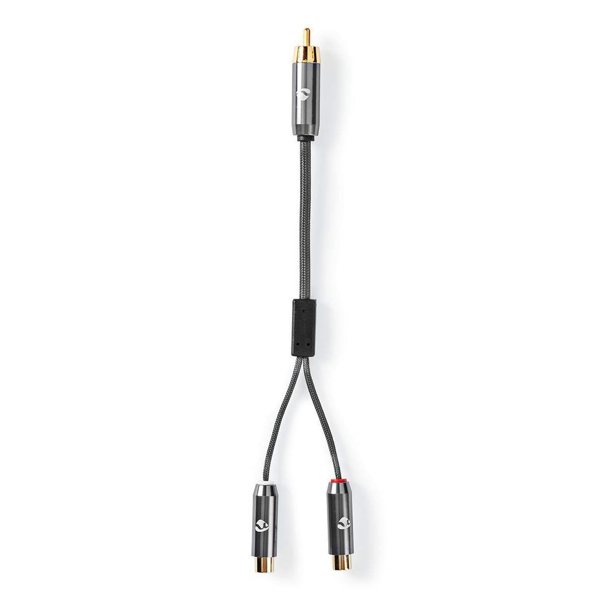 Subwoofer kabel | RCA Hanstik | 2x RCA Hun | Guldplateret | 0.20 m | Runde | 4.5 mm | Gun Metal Grå | Cover Window Box