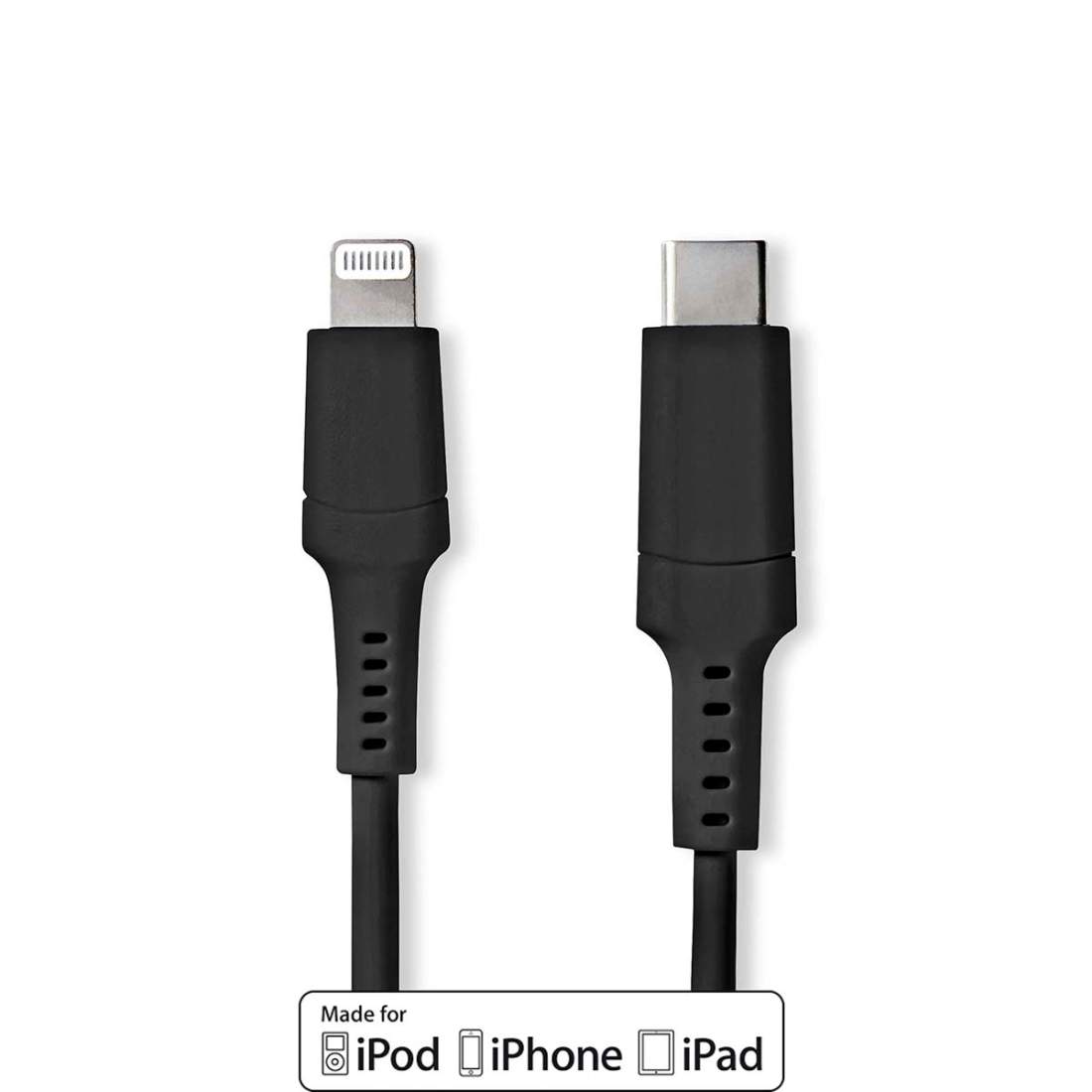 Lightning Kabel USB 2.0 Apple Lightning, 8-stifts USB-C™ Hane 480 Mbps Nickelplaterad 2.00 m Rund PVC Svart | Elektronik - Speltillbehör - Nintendo - Nintendo Switch - Laddare | Pryloteket