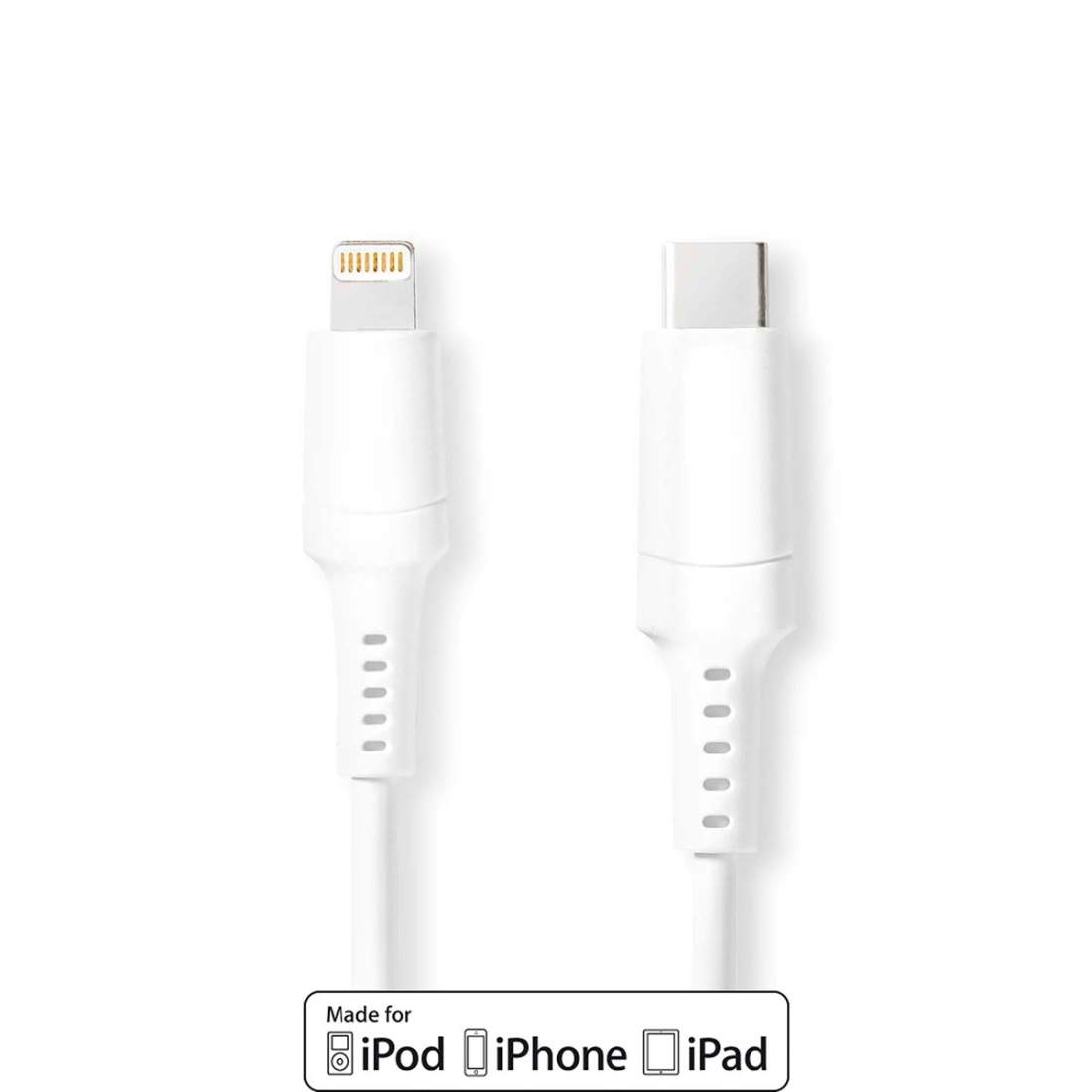 Lightning Kabel USB 2.0 Apple Lightning, 8-stifts USB-C™ Hane 480 Mbps Nickelplaterad 2.00 m Rund PVC Vit Lå | Elektronik - Speltillbehör - Nintendo - Nintendo Switch - Laddare | Pryloteket