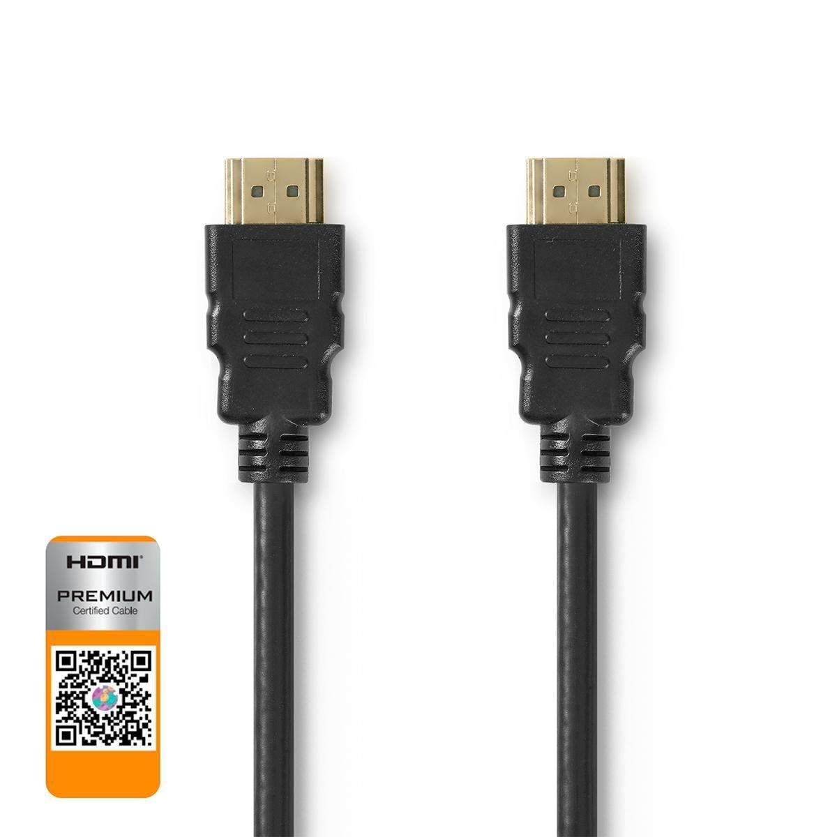 Premium High Speed ​​HDMI ™ kabel med Ethernet | HDMI™ Stik | HDMI™ Stik | 4K@60Hz | 18 Gbps | 5.00 m | Runde | PVC | Sort | Pla