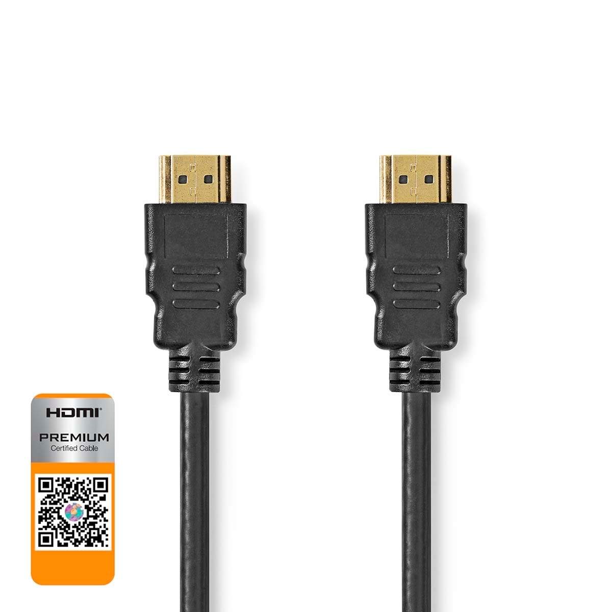 Premium High Speed ​​HDMI ™ kabel med Ethernet | HDMI™ Stik | HDMI™ Stik | 4K@60Hz | 18 Gbps | 1.00 m | Runde | PVC | Sort | Pla