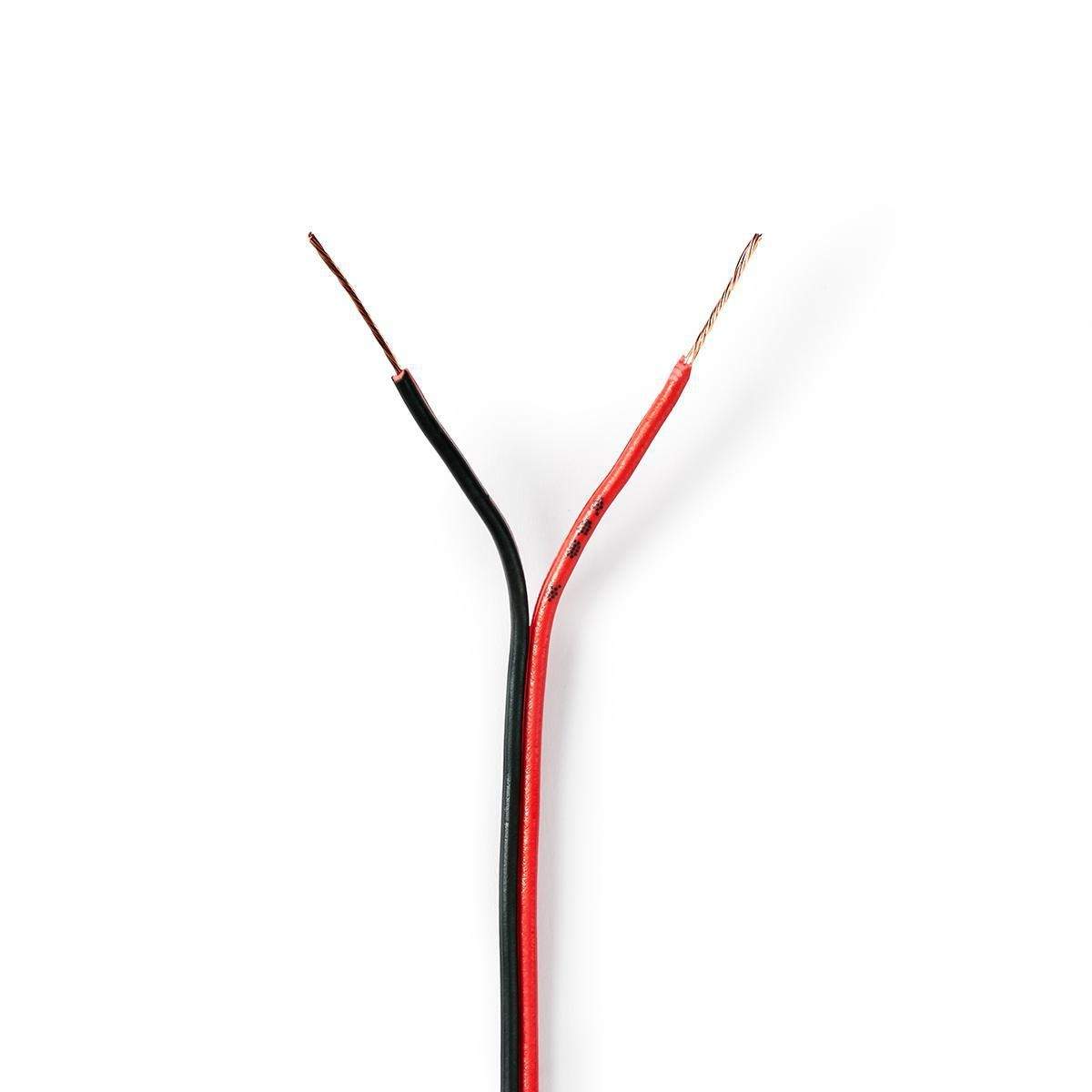 Højtaler Kabel | 2x 0.35 mm² | CCA | 100.0 m | Runde | PVC | Rød / Sort | Folie billede