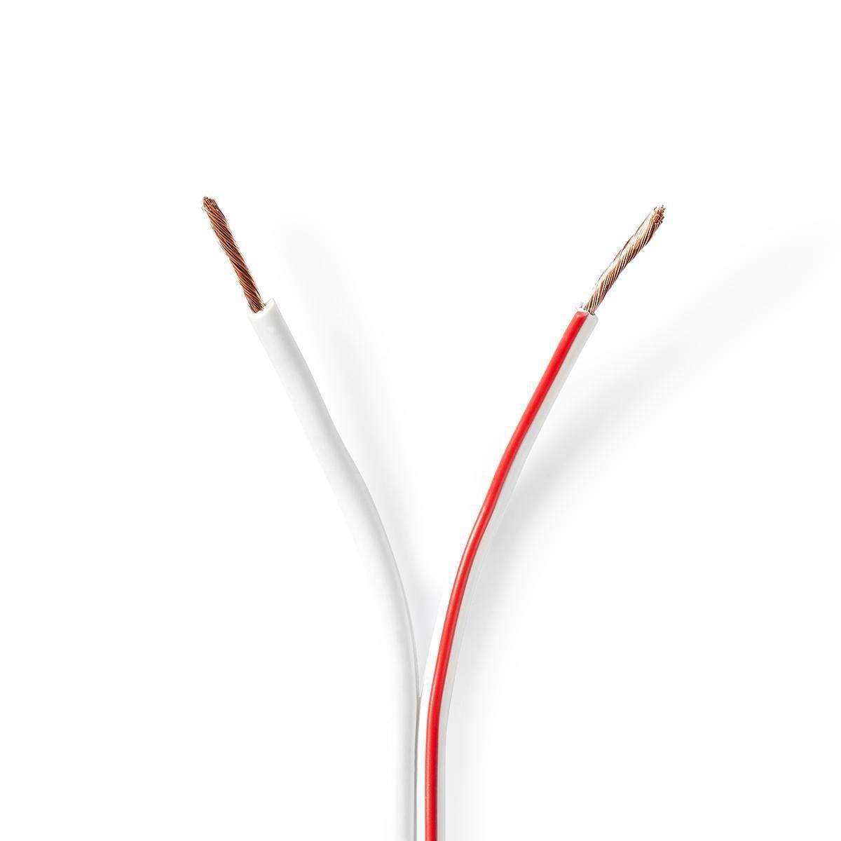 Højtaler Kabel | 2x 1.50 mm² | CCA | 100.0 m | Runde | PVC | Hvid | Folie