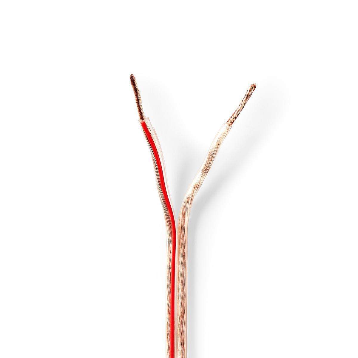 Højtaler Kabel | 2x 1.50 mm² | Kobber | 25.0 m | Runde | PVC | Gennemsigtig | Rulle