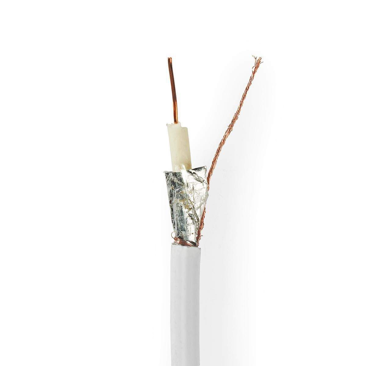 Coax Kabel På Rulle | RG6T | 75 Ohm | Dobbelt afskærmet | ECA | 50.0 m | Coax | PVC | Hvid | Gaveæske