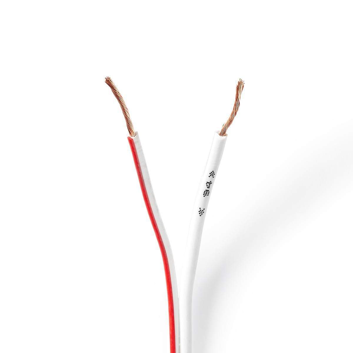 Højtaler Kabel | 2x 0.75 mm² | Kobber | 15.0 m | Runde | PVC | Hvid | Rulle