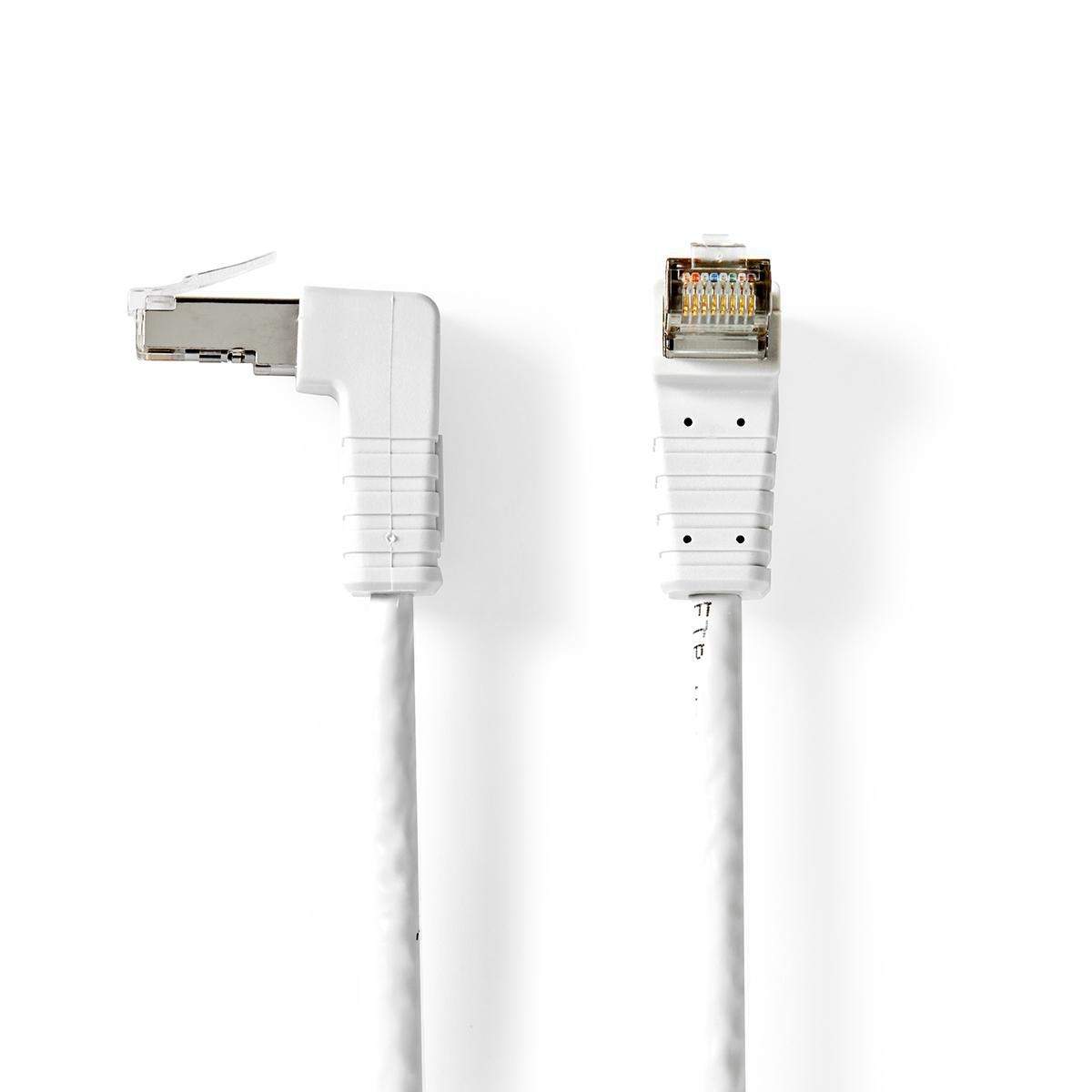 CAT6 F/UTP-netværkskabel | RJ45-hanstik - RJ45-hanstik vinklet | 5,00 m | Hvid