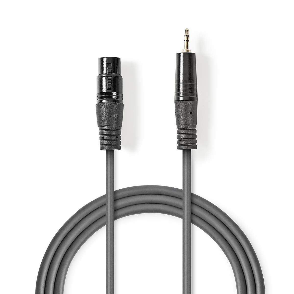 Balanceret Audio kabel | XLR 3-Pin Hun | 3.5 mm Hanstik | Nikkelplateret | 1.00 m | Runde | PVC | Mørkegrå | Kartonhylster billede