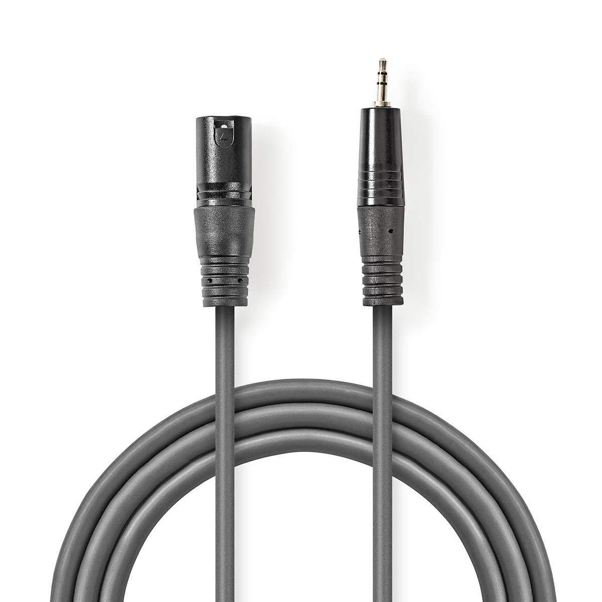 Balanceret Audio kabel | XLR 3-Pin Han | 3.5 mm Hanstik | Nikkelplateret | 3.00 m | Runde | PVC | Mørkegrå | Kartonhylster billede