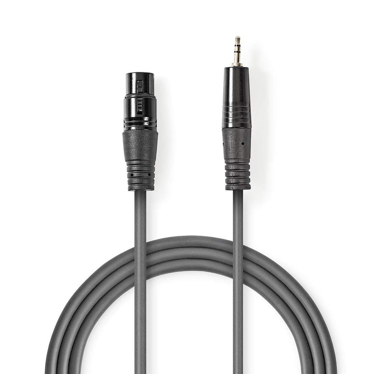 Nedis Balanceret Audio kabel | XLR 3-Pin Han | 3.5 mm Hanstik | Nikkelplateret | 1.50 m | Runde | PVC | Mørkegrå | Kartonhylster