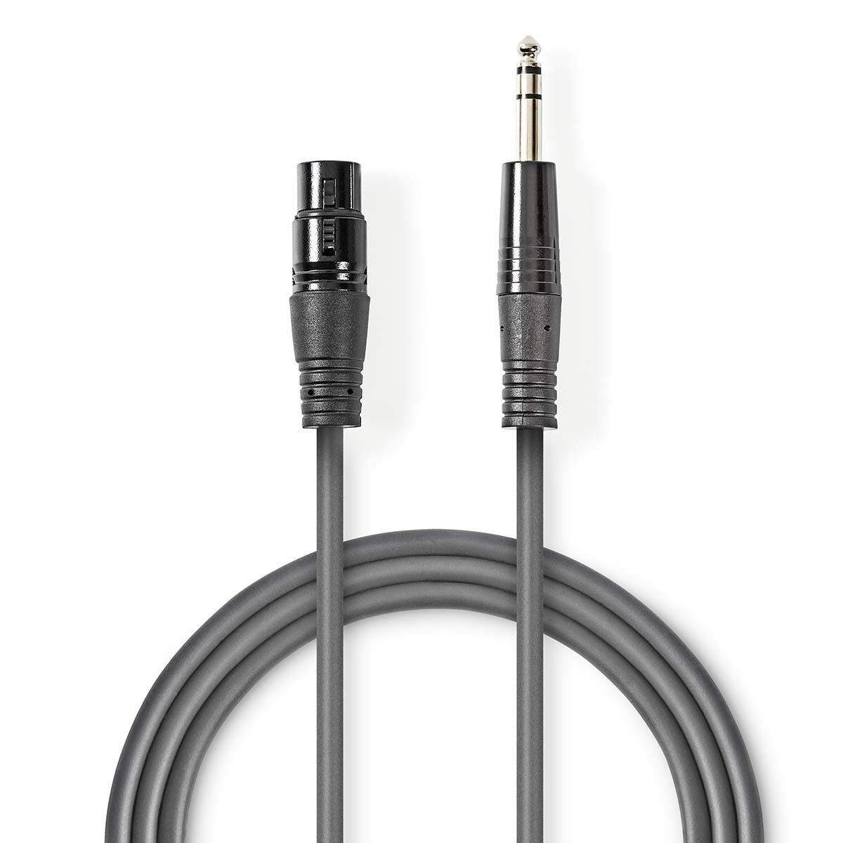 Balanceret Audio kabel | XLR 3-Pin Hun | 6.35 mm Hanstik | Nikkelplateret | 1.50 m | Runde | PVC | Mørkegrå | Kartonhylster billede