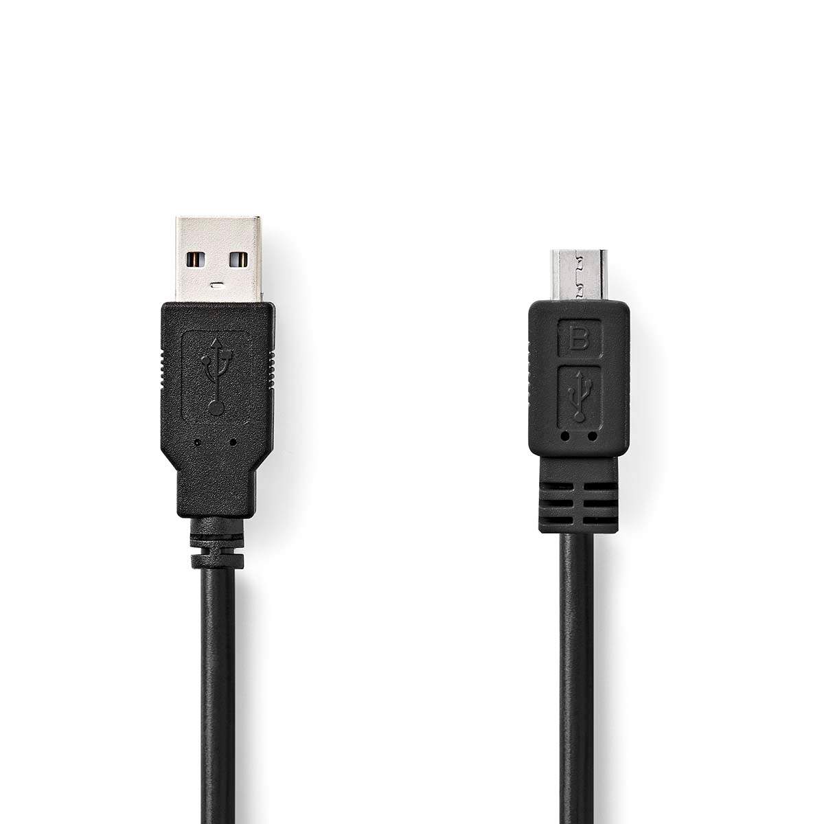 USB-kabel USB 2.0 USB-A Hane USB Micro-B Hane 480 Mbps Nickelplaterad 1.00 m Rund PVC Svart Låda | Hem & Hobby | Pryloteket