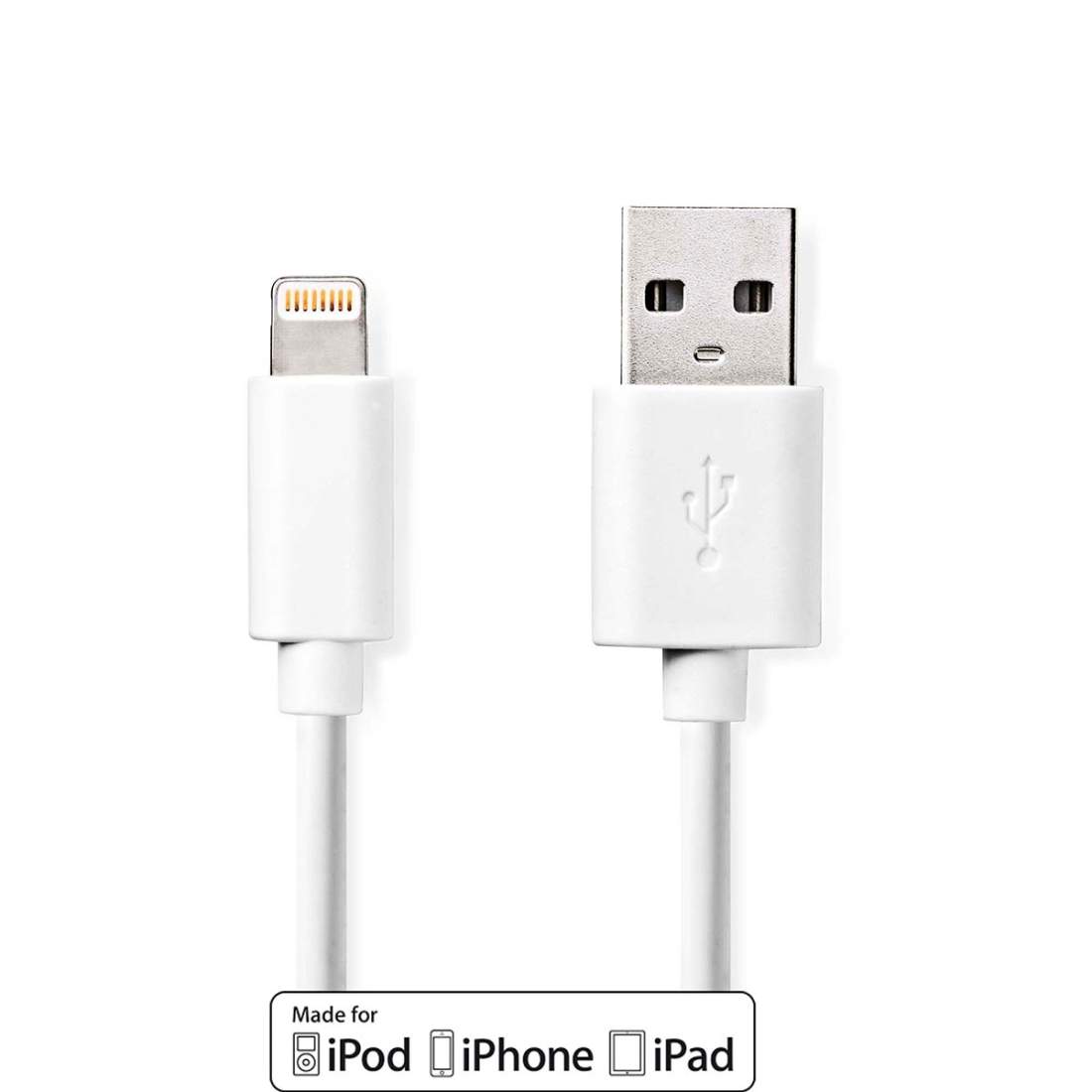 Lightning Kabel USB 2.0 Apple Lightning, 8-stifts USB-A Hane 480 Mbps Nickelplaterad 3.00 m Rund PVC Vit Låd | Elektronik - Kablar & Adaptrar - Adaptrar & Signalomvandlare - USB | Pryloteket